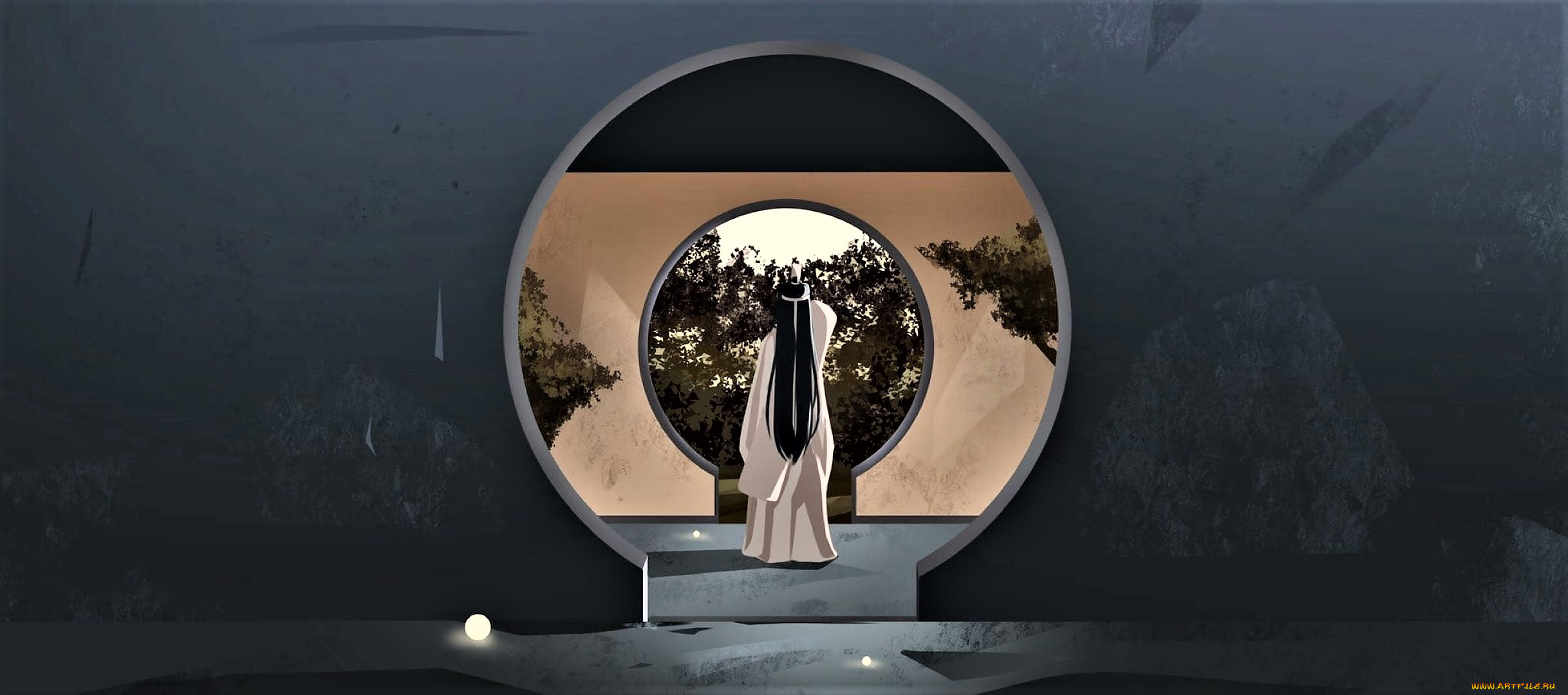 аниме, mo, dao, zu, shi, лань, ванцзи, двери, стены, деревья