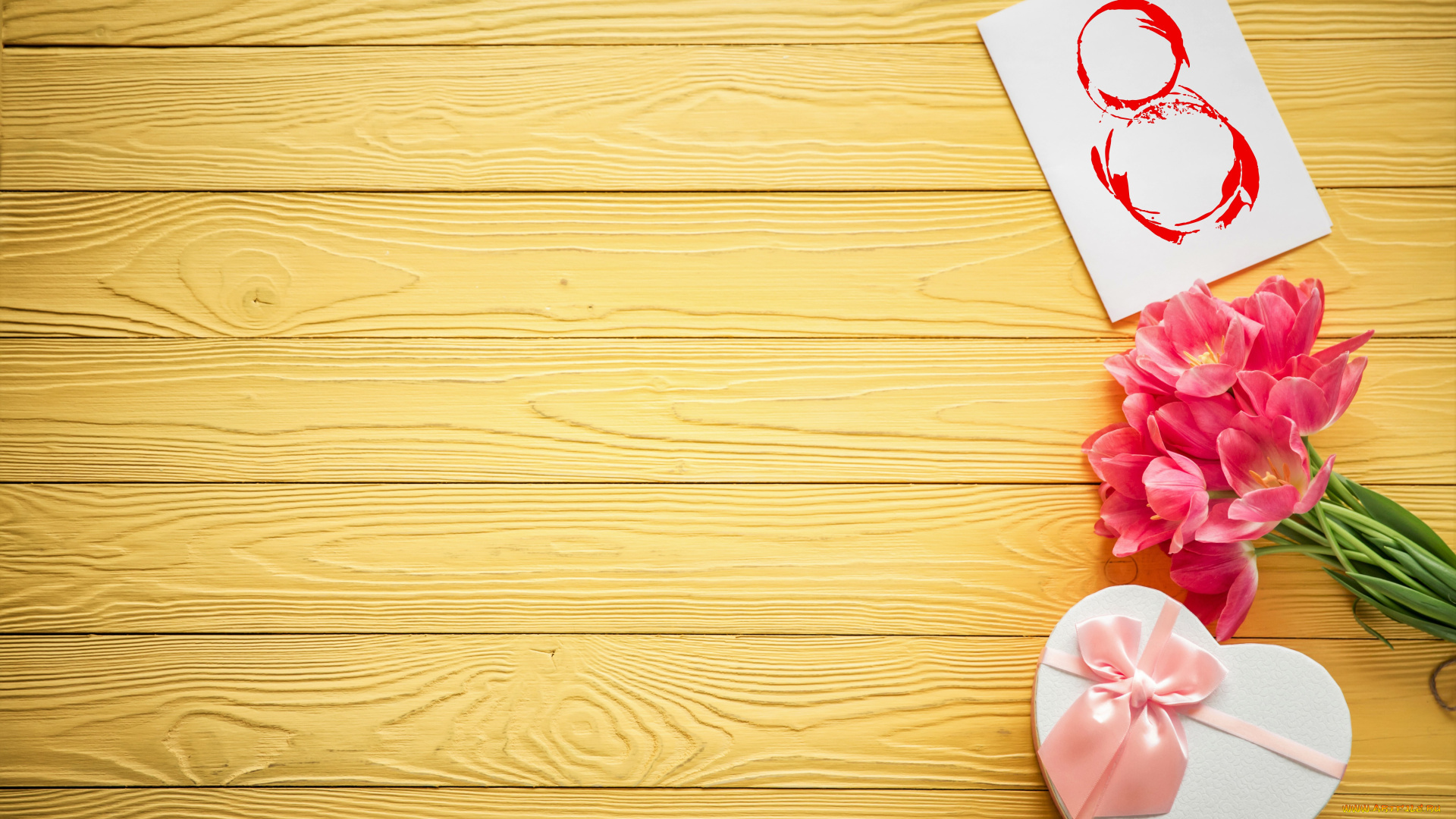 праздничные, международный, женский, день, -, 8, марта, восьмерка, тюльпаны, коробка, подарок