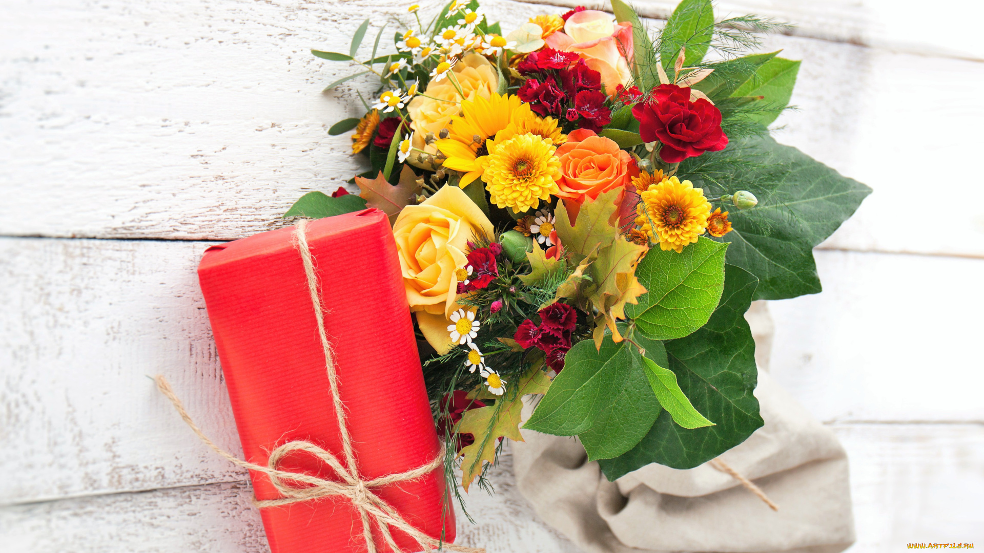 праздничные, подарки, и, коробочки, подарок, букет