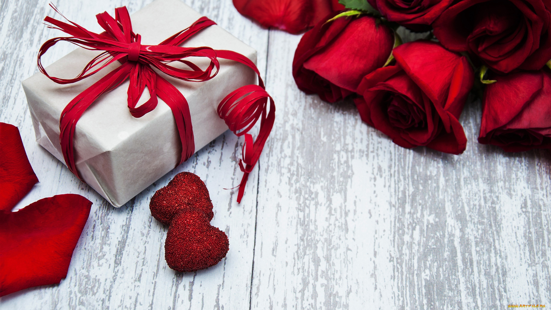 праздничные, подарки, и, коробочки, подарок, коробка, сердечки, лепестки, розы