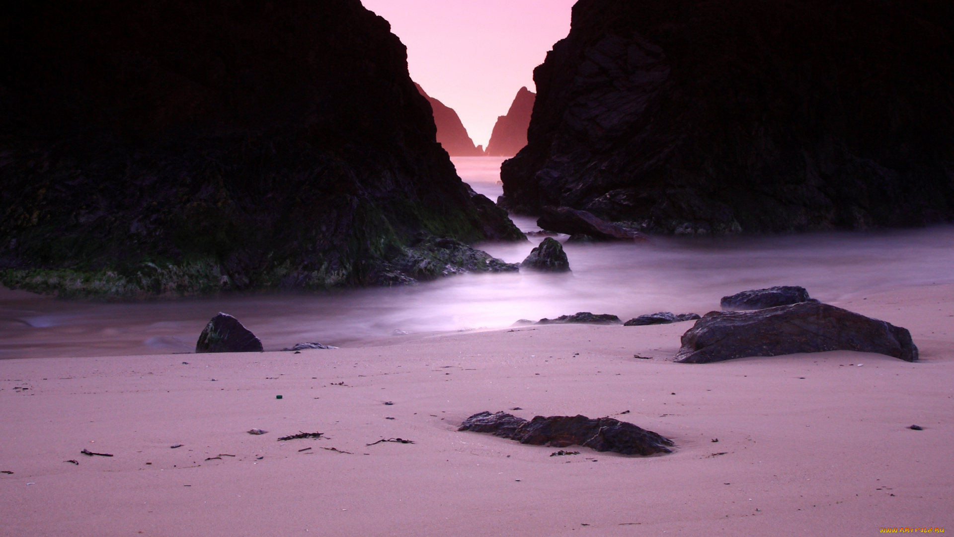 природа, побережье, скалы, море, песок, камни