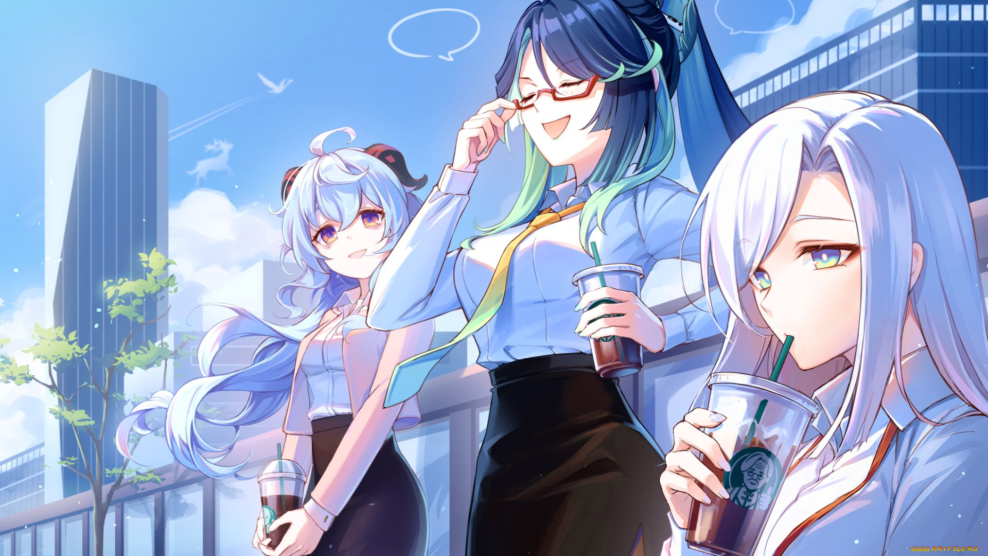 аниме, genshin, impact, девушки