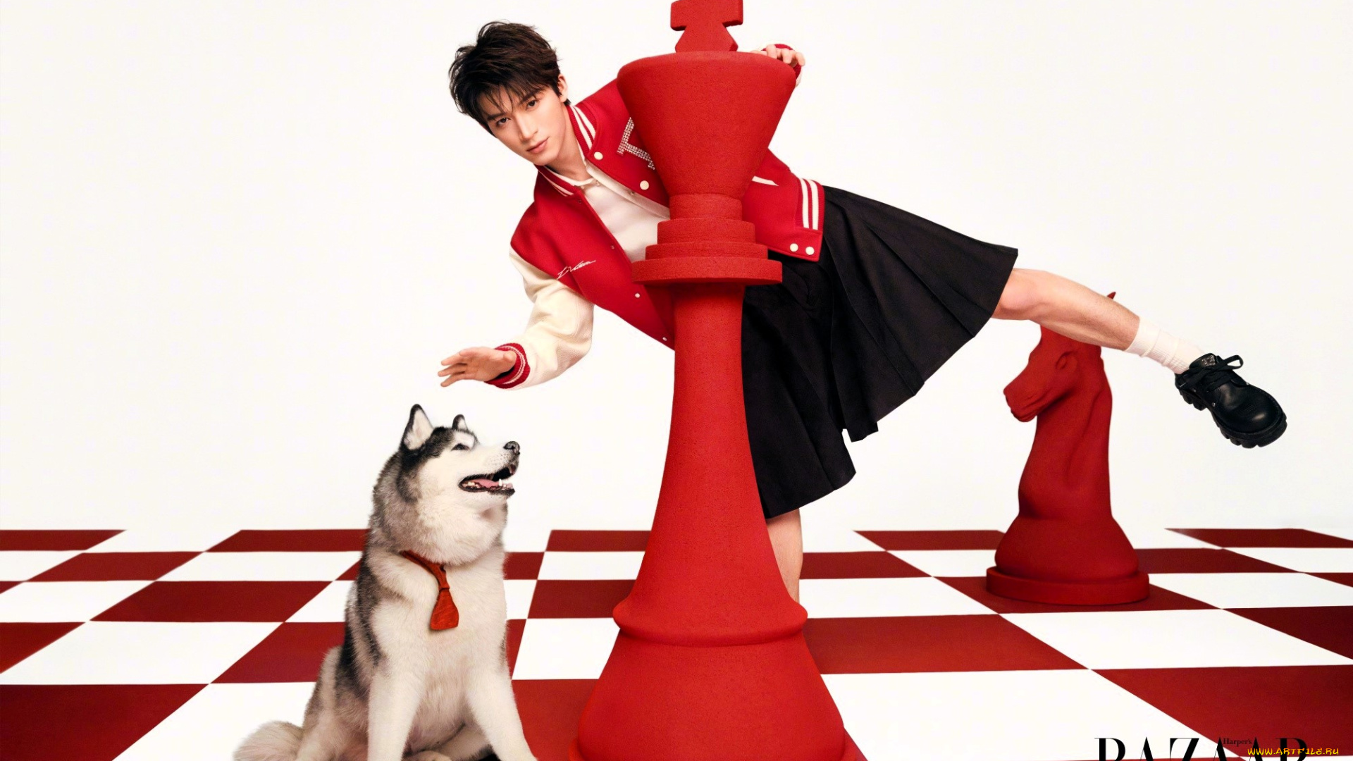мужчины, wang, xing, yue, актер, наряд, шахматы, клетки, собака