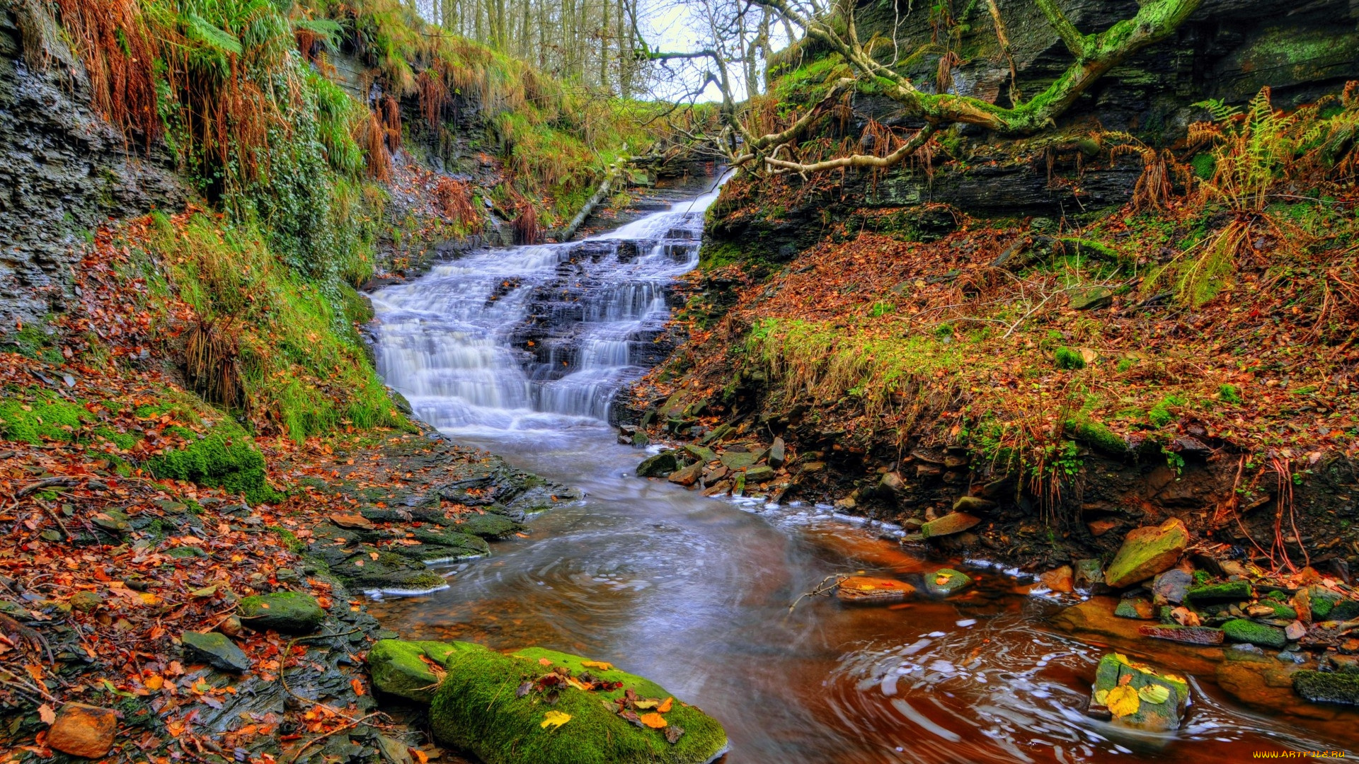 dean, brook, waterfall, rivington, england, природа, водопады, dean, brook, waterfall
