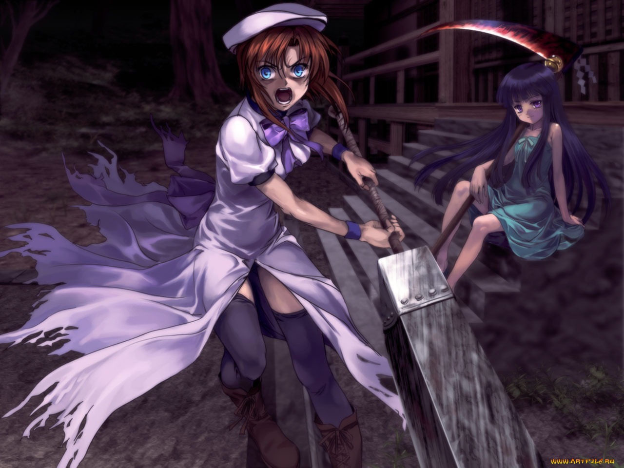 аниме, higurashi, no, naku, koro, ni, ryuuguu, rena, furude, rika