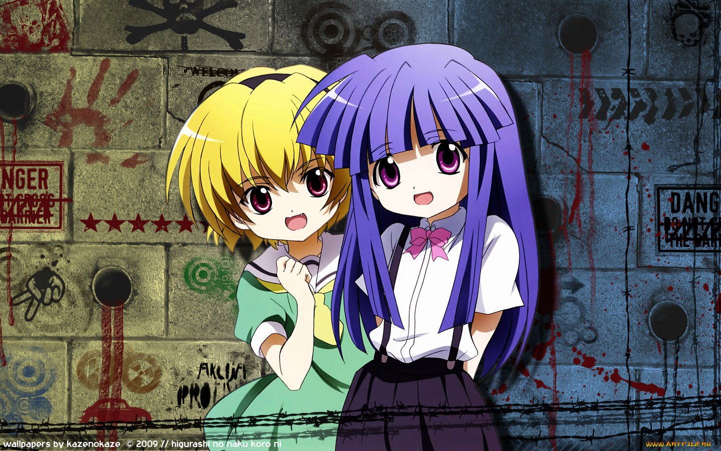 аниме, higurashi, no, naku, koro, ni, furude, rika, houjou, satoko
