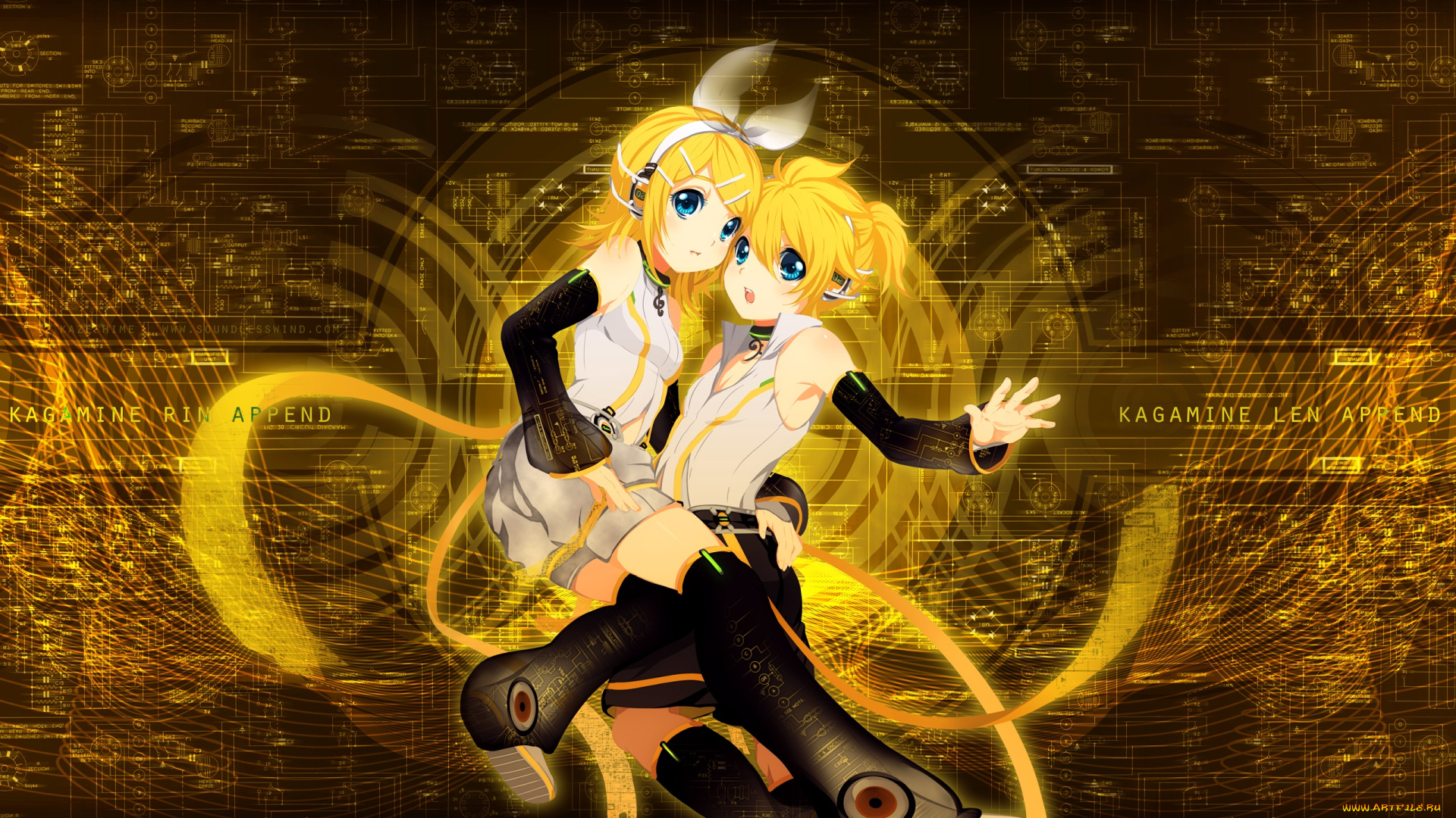 аниме, vocaloid, kagamine, rin, len