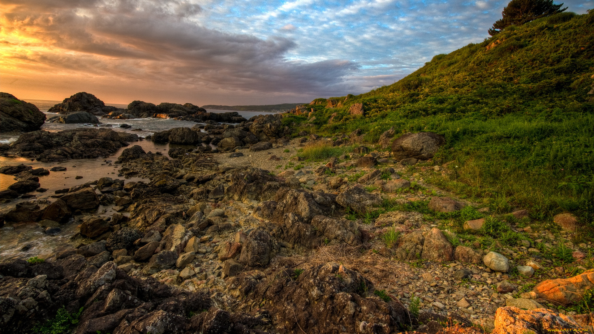 природа, побережье, горы