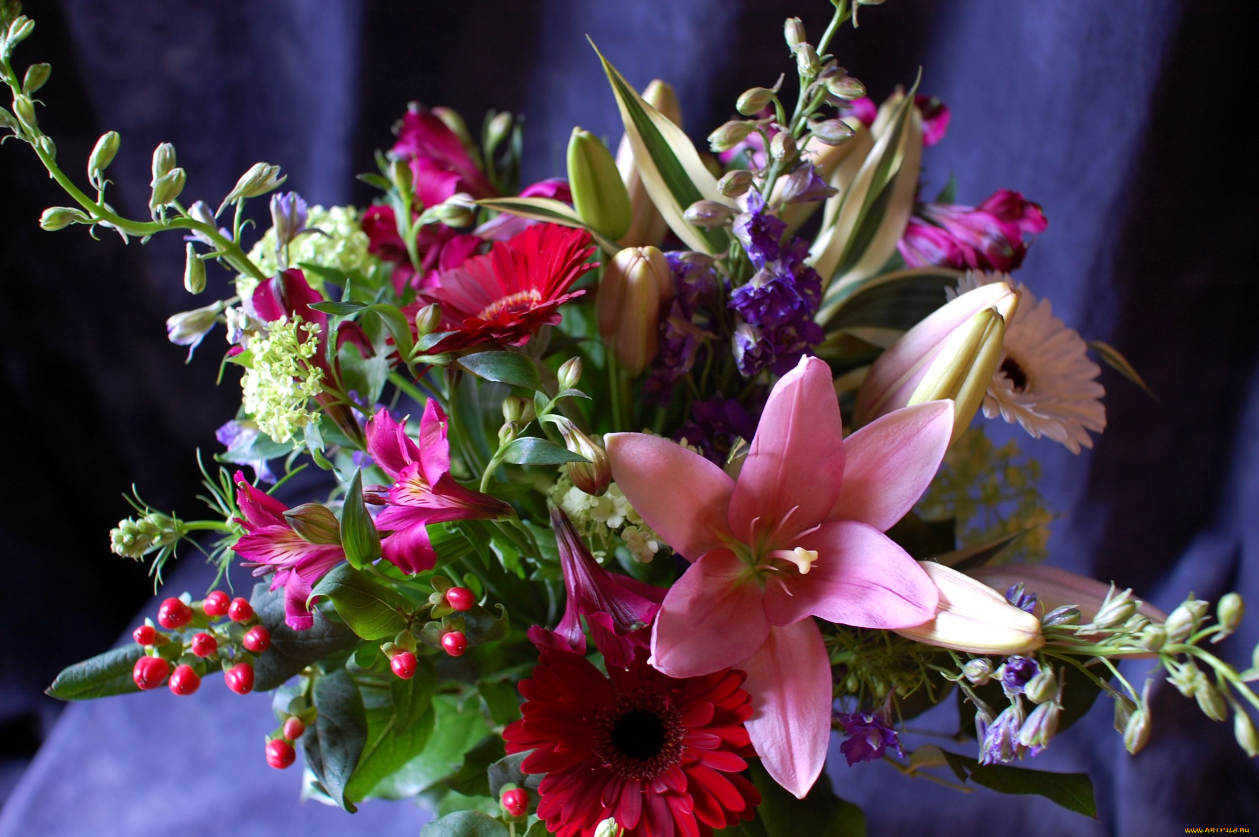 цветы, букеты, композиции, лилии, герберы, альстромерия