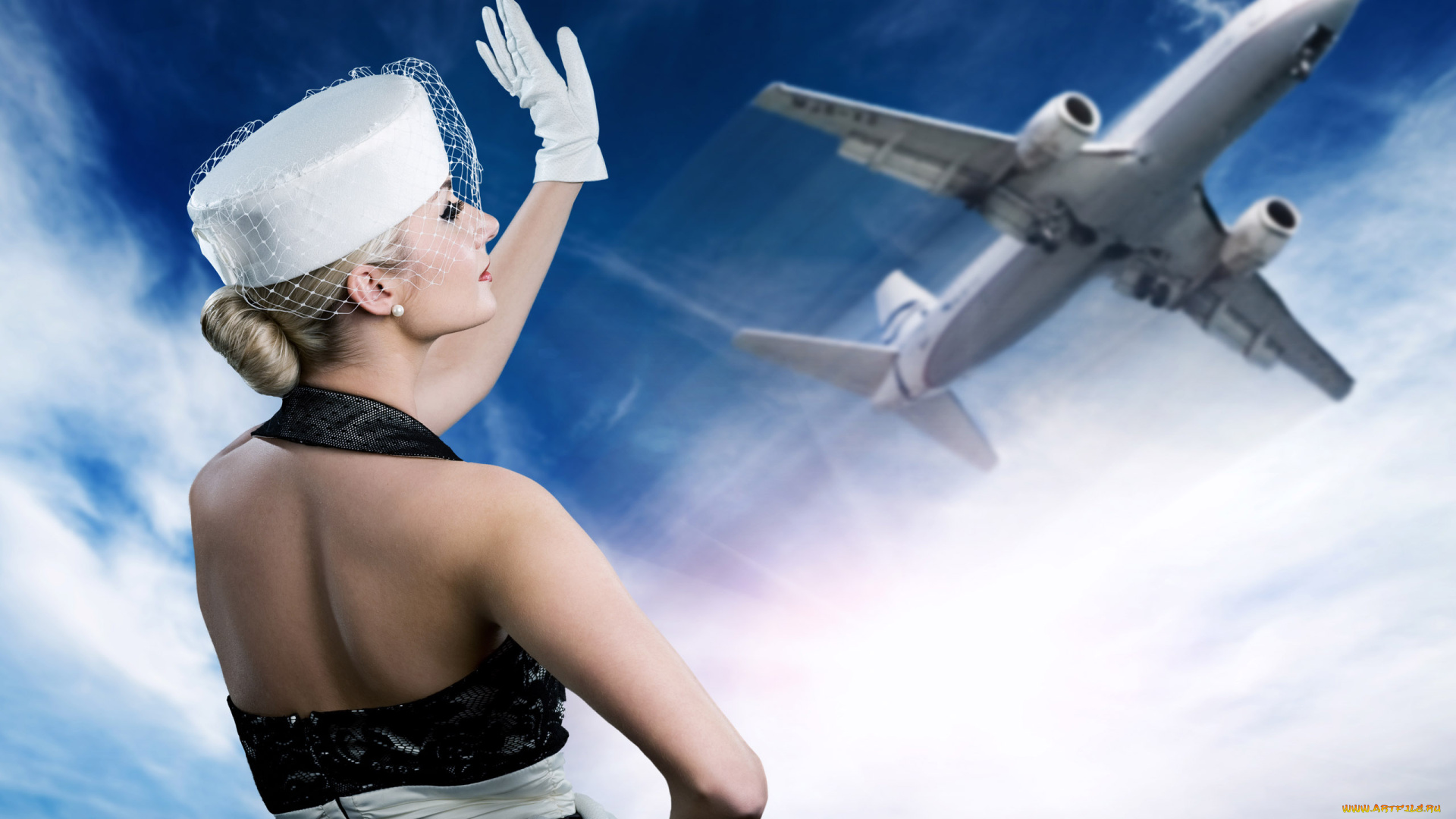 -Unsort, Креатив, девушки, unsort, креатив, лайнер, жест, стюардесса, шляпка, перчатки