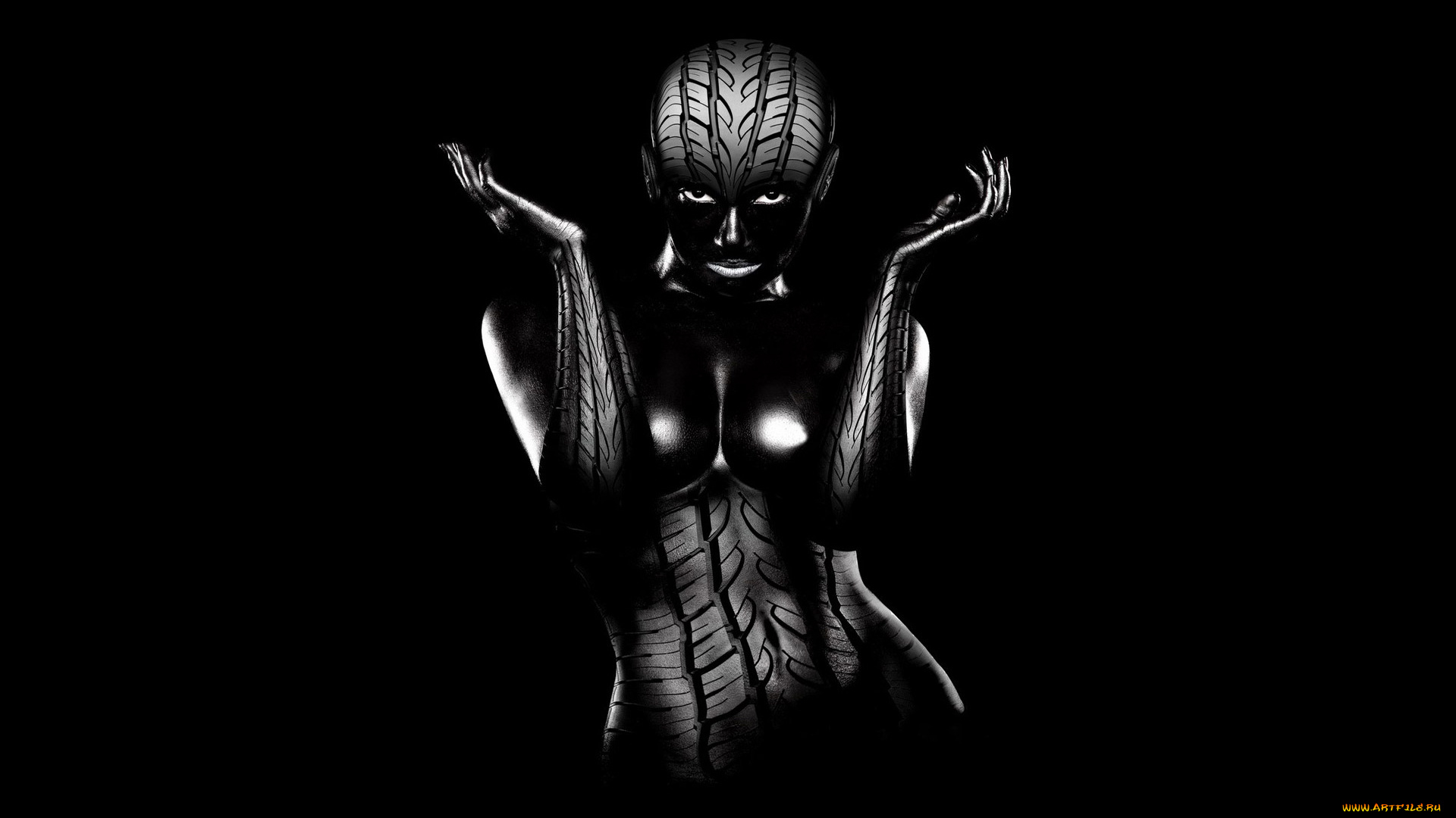 3д, графика, fantasy, фантазия, фон, шина, девушка