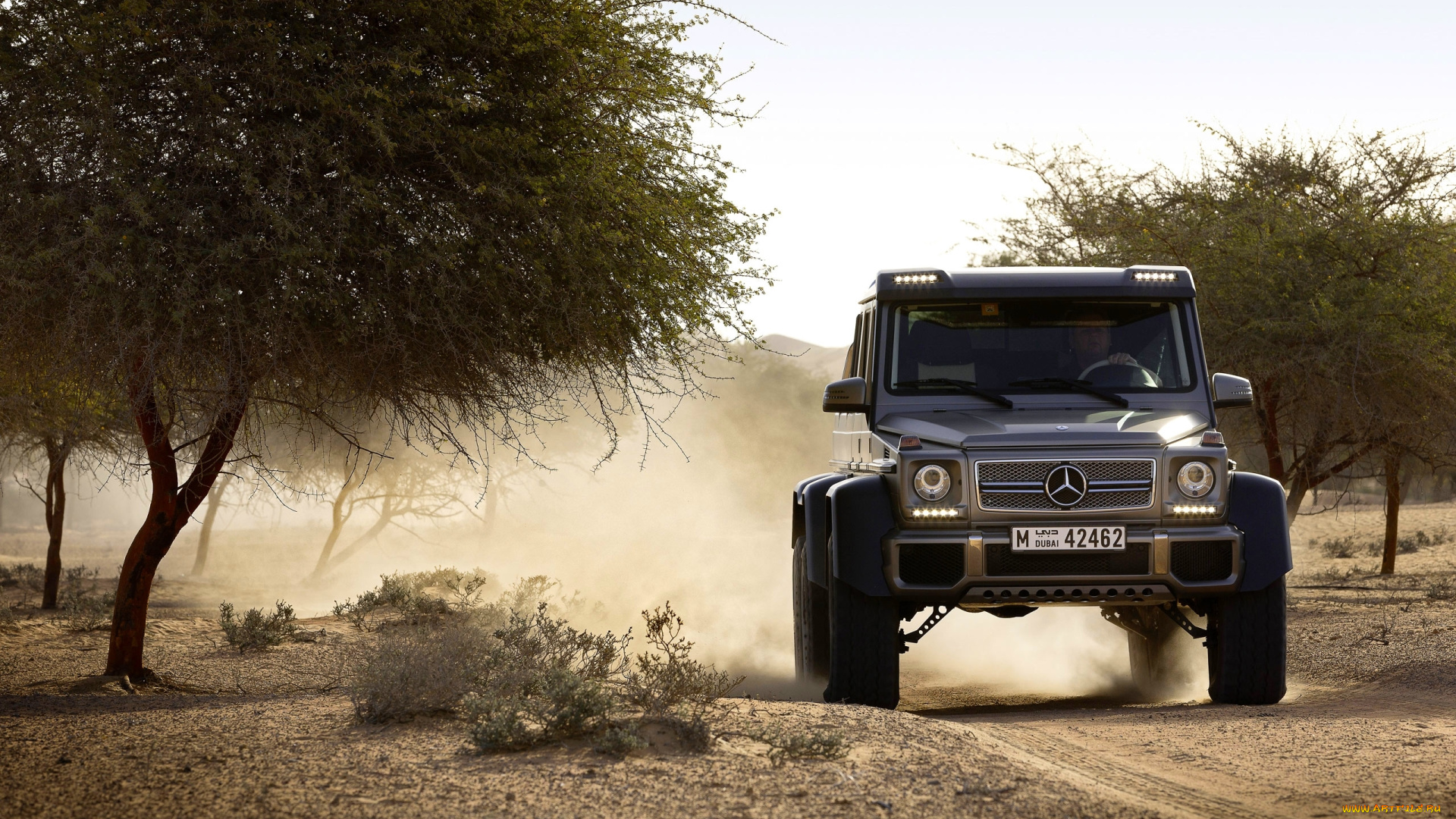 спорт, авторалли, mercedes-benz, g63, amg, 6x6, передок, фары, лого, деревья