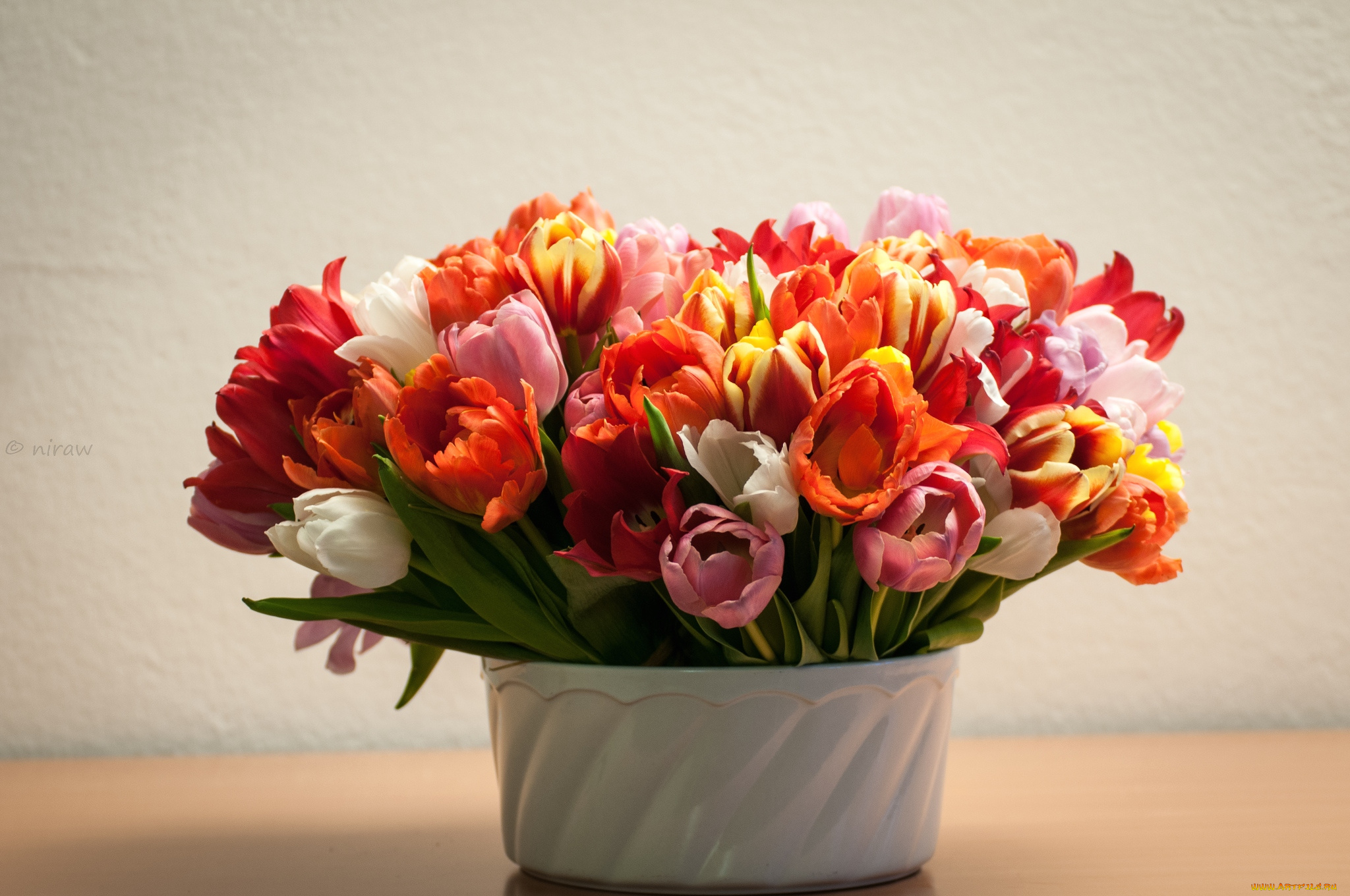 цветы, тюльпаны, букет, охапка