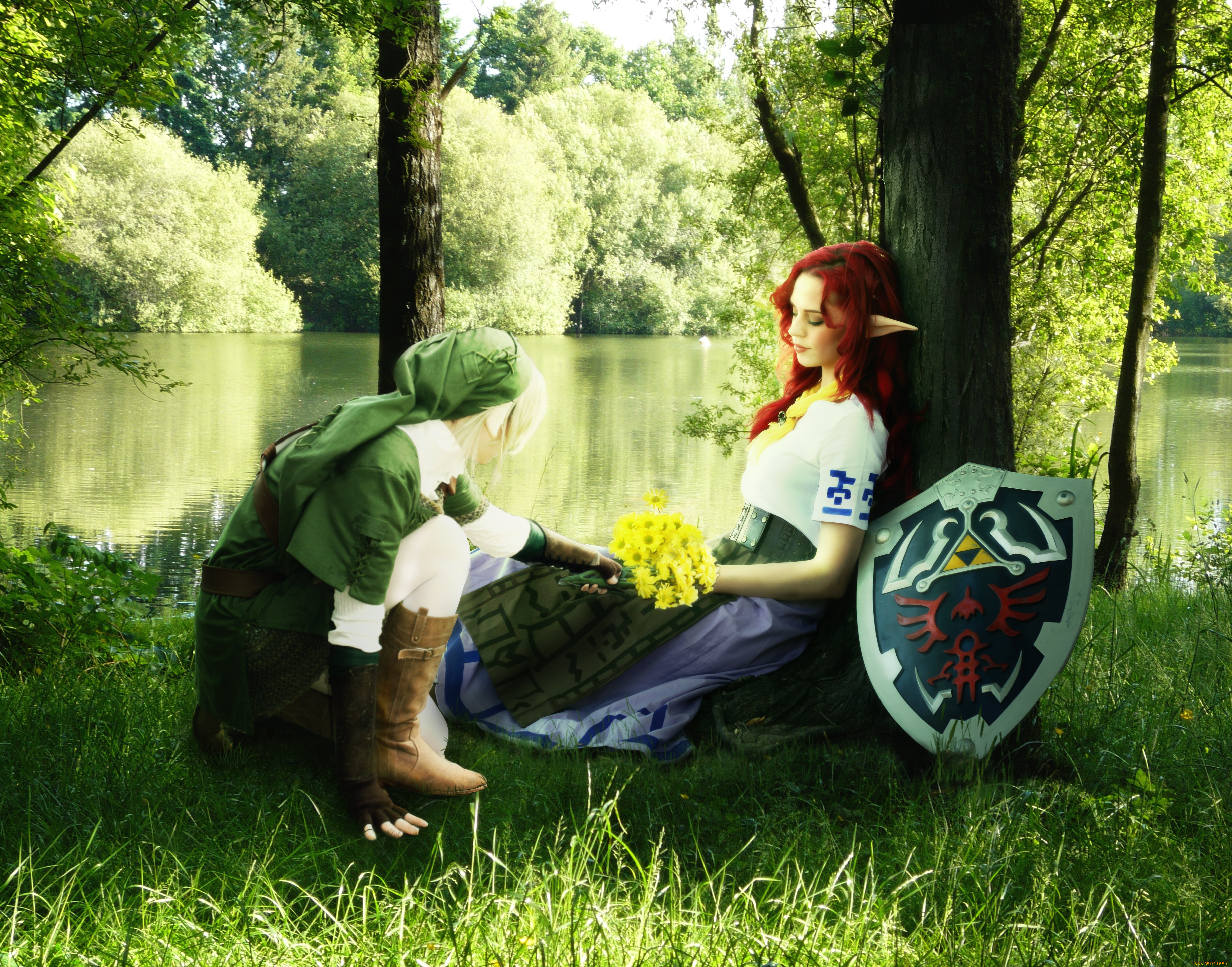 разное, компьютерный, дизайн, щит, природа, река, деревья, сапоги, эльфы, букет, трава, креатив