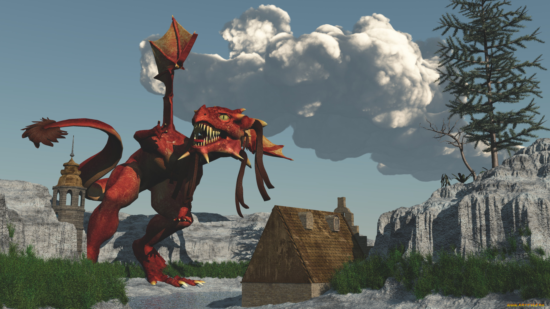 3д, графика, creatures, , существа, дракон