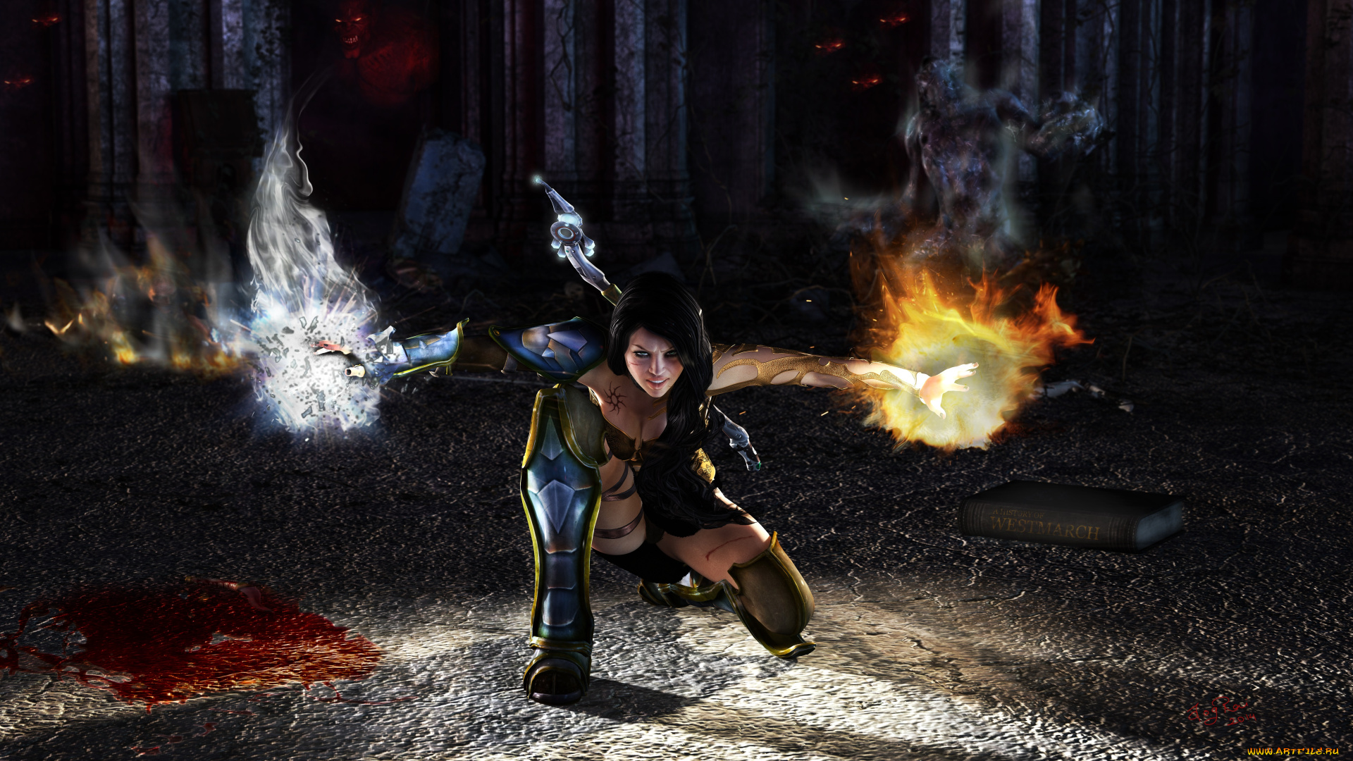 3д, графика, fantasy, , фантазия, девушка, улыбка, магия