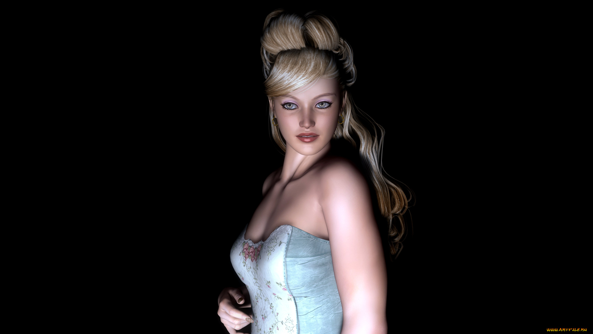 3д, графика, people, , люди, платье, блондинка, взгляд, девушка