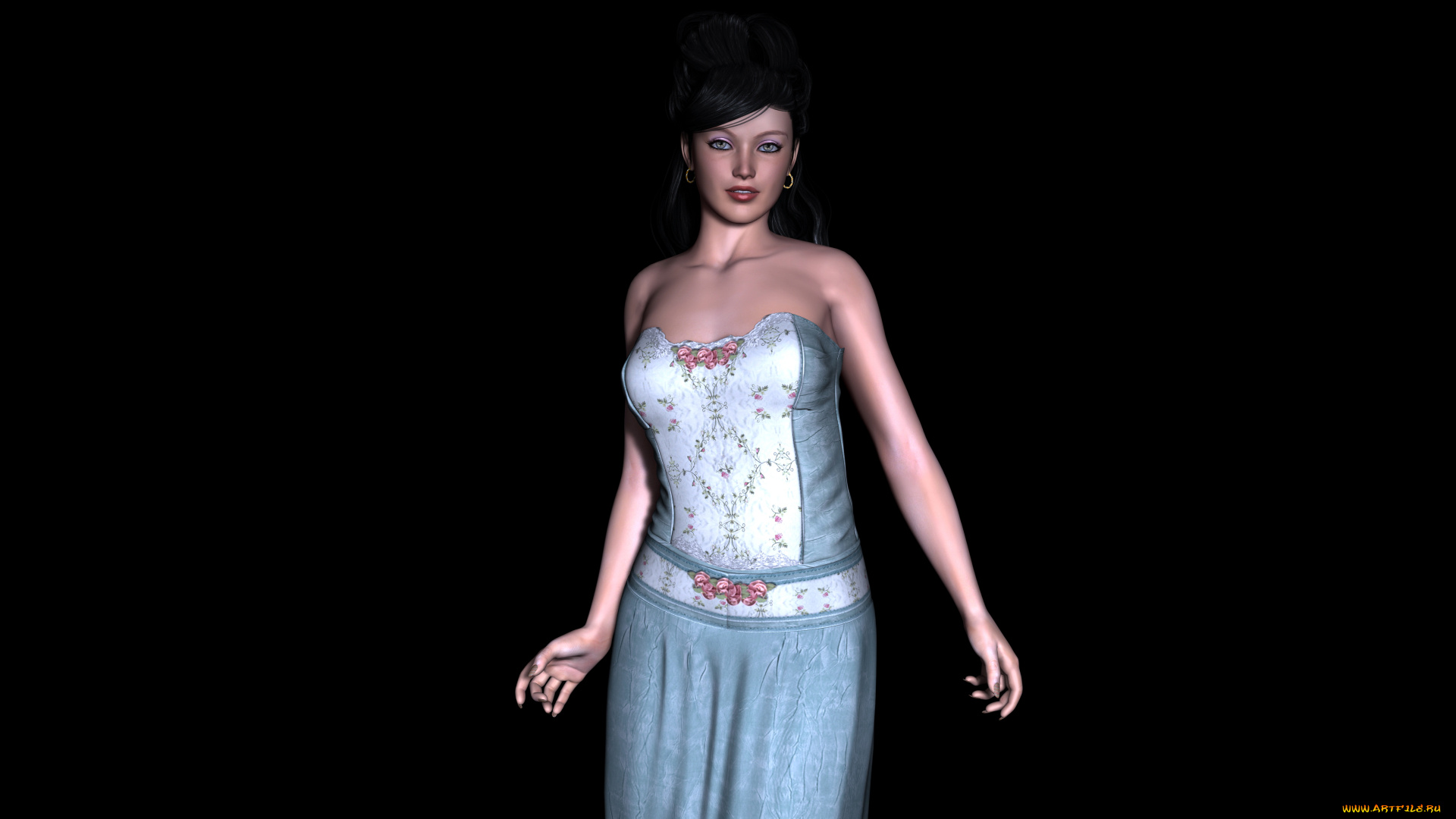 3д, графика, people, , люди, платье, блондинка, взгляд, девушка