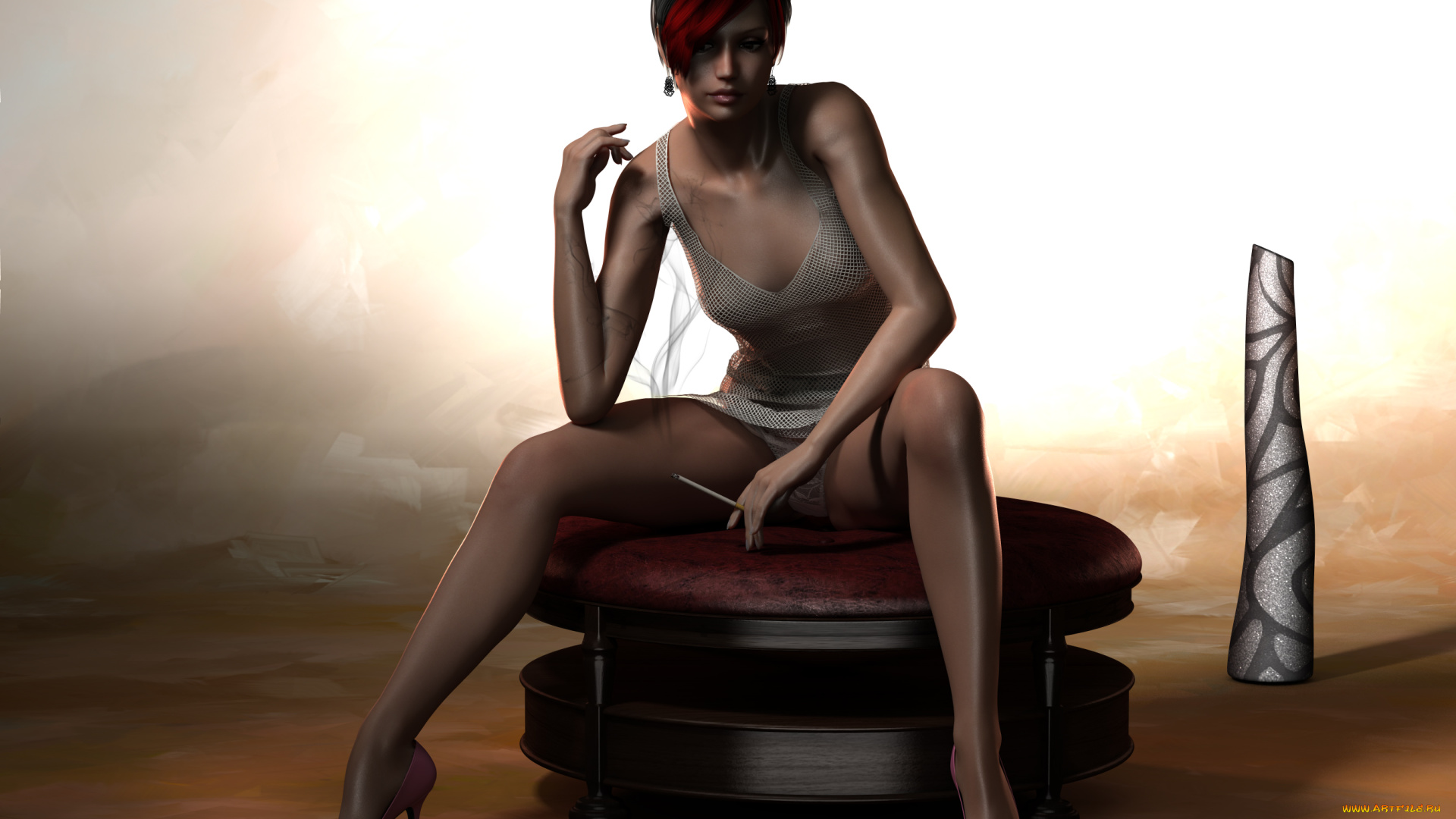 3д, графика, people, , люди, сигарета, девушка