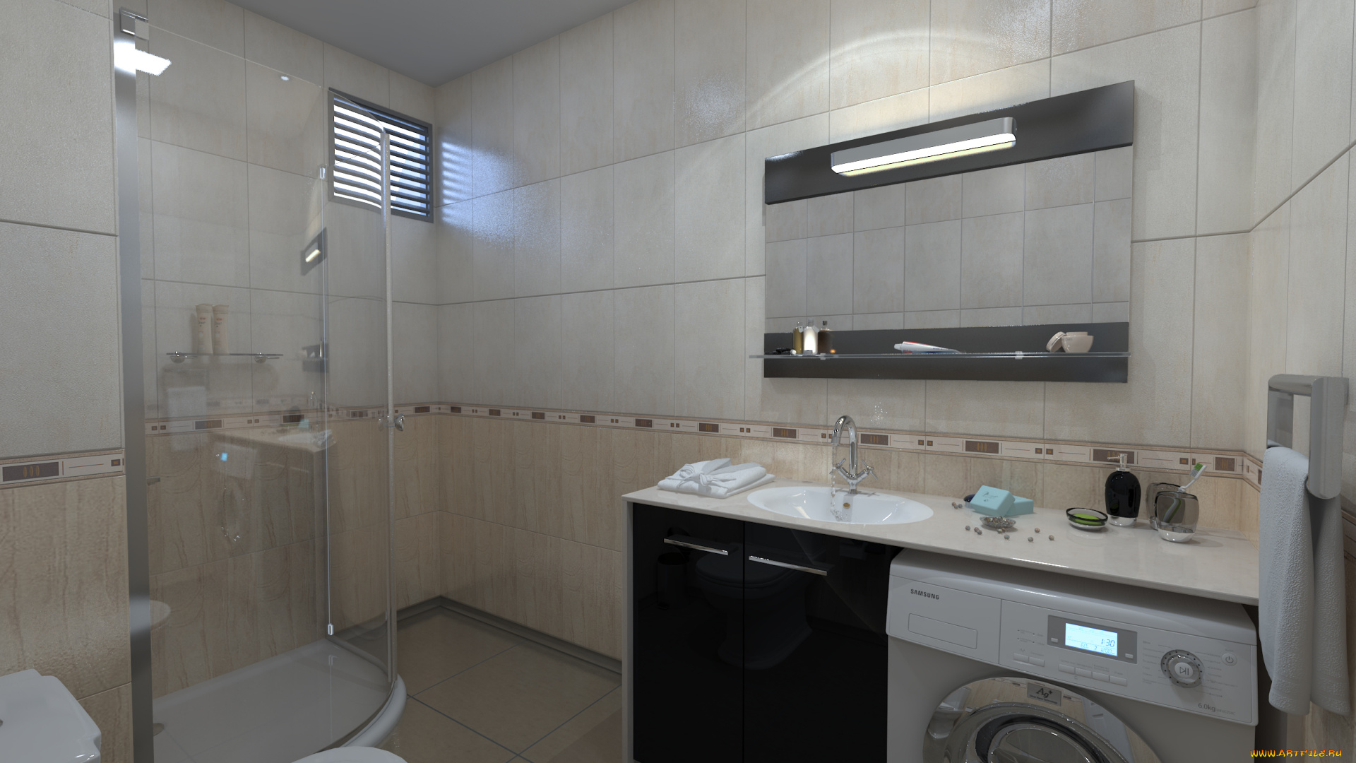 3д, графика, realism, , реализм, душевая