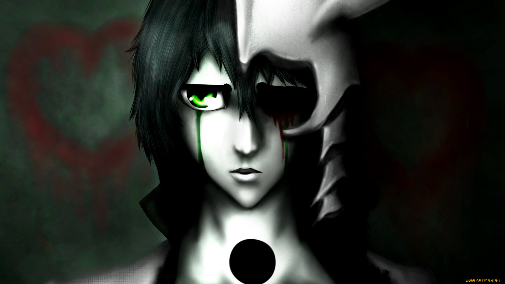 аниме, bleach, эспада, брюнет, четвёртый, шиффер, улькиорра, аранкар, парень, пустой, сердечко, блич, арт