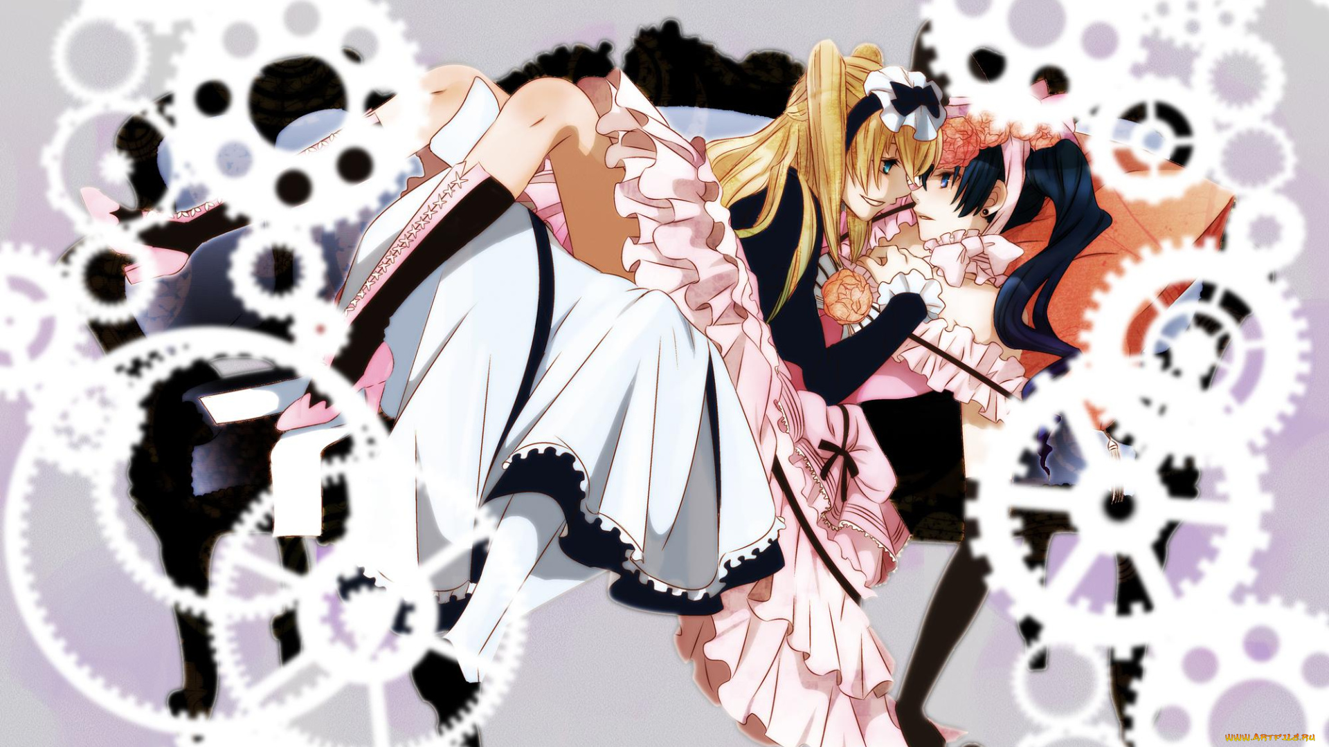 аниме, kuroshitsuji, платье, фантомхайв, сиэль, тёмный, дворецкий