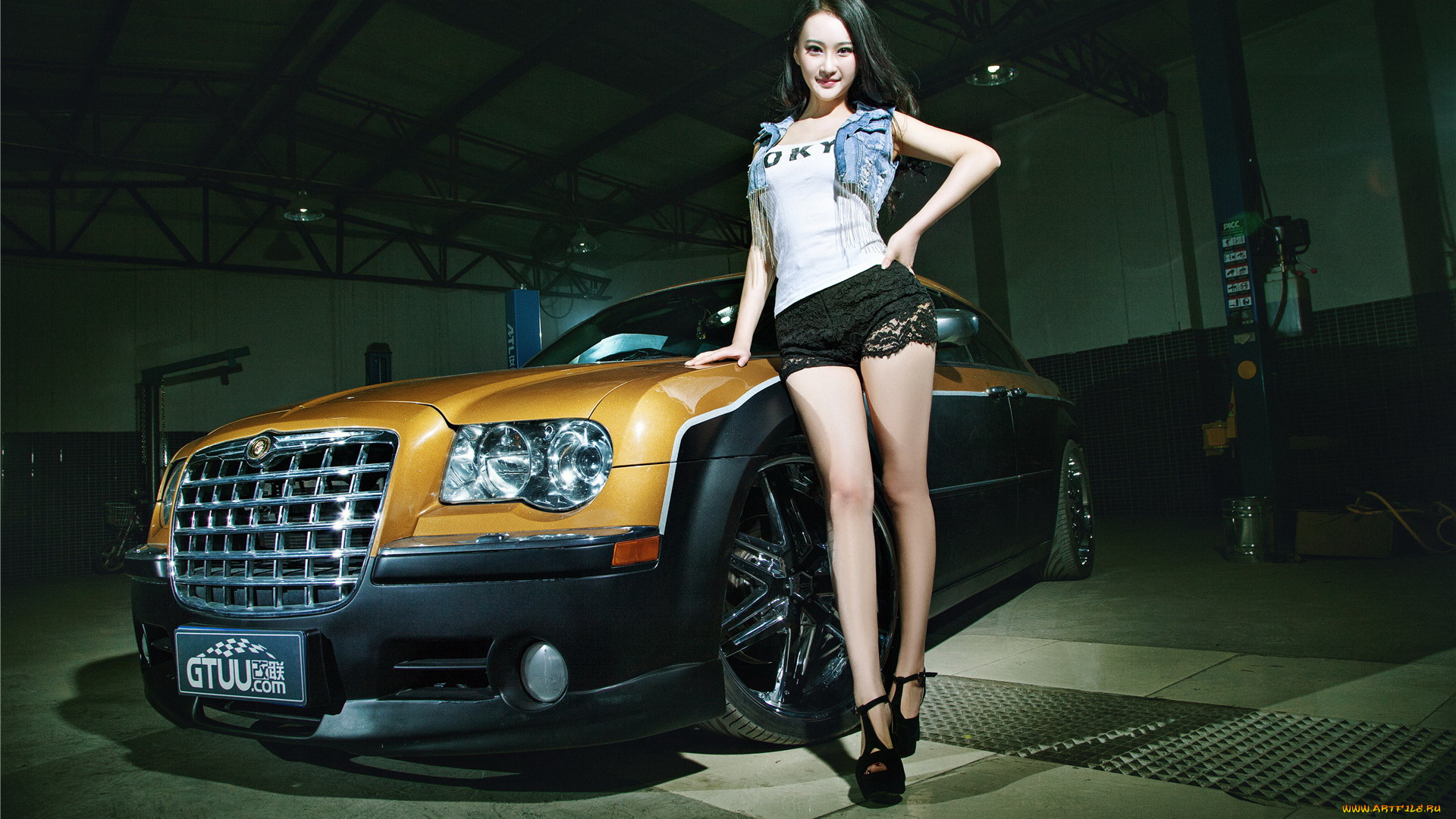 автомобили, авто, с, девушками, chrysler, 300c, девушка, азиатка