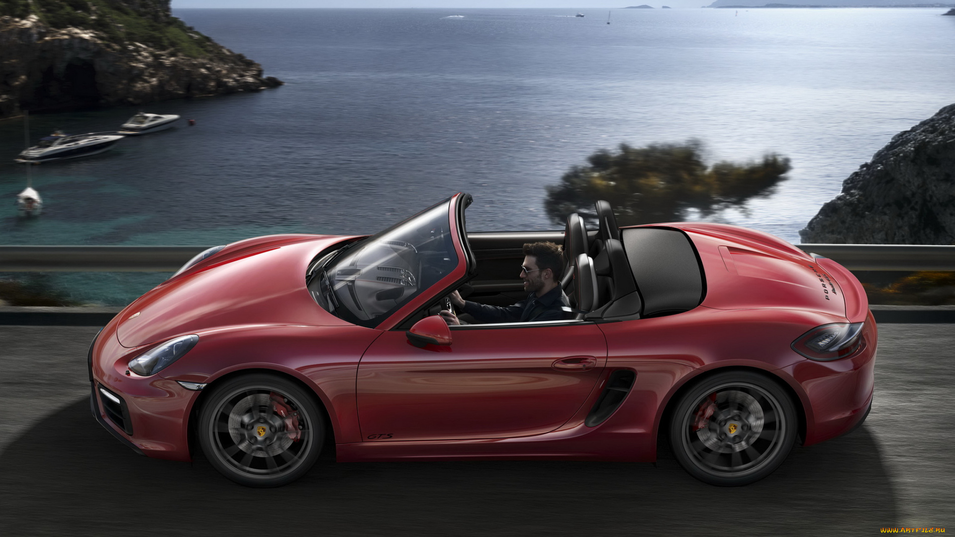 автомобили, porsche, красный, 2014г, gts, 981, boxster