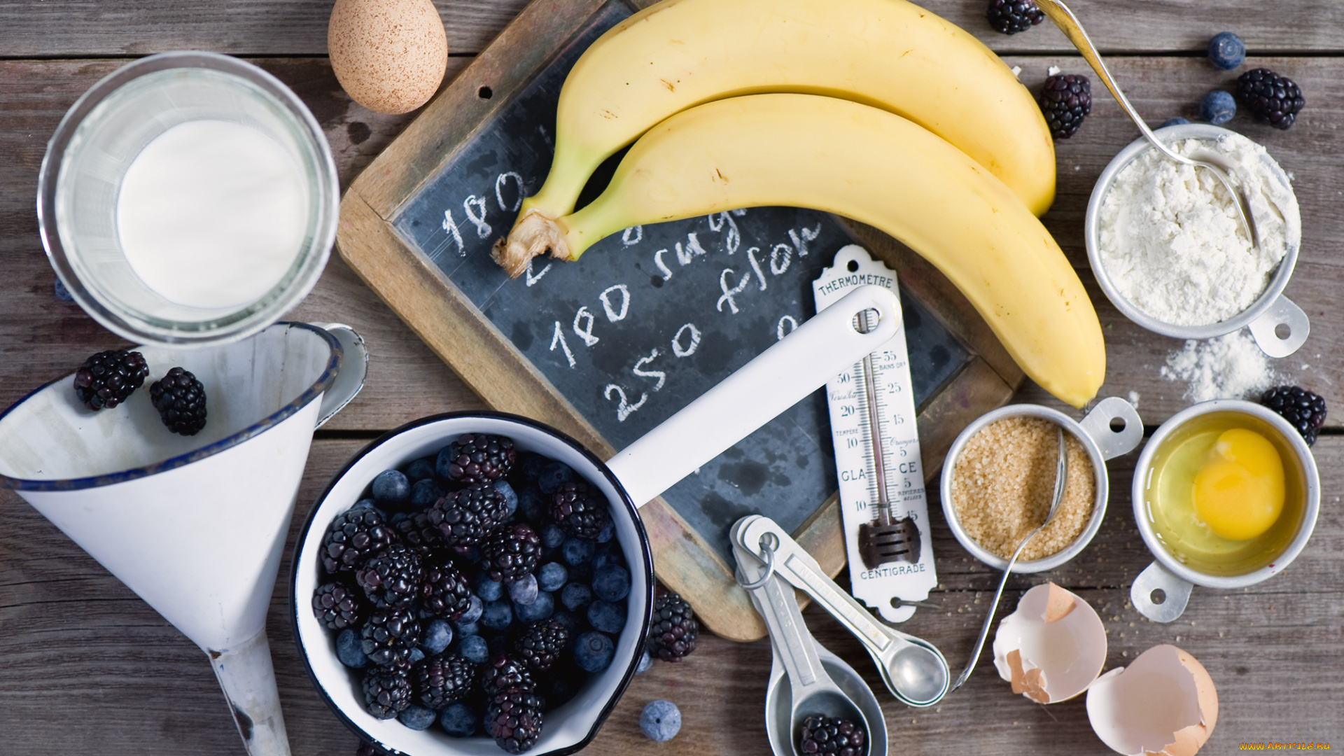 еда, разное, бананы, ягоды