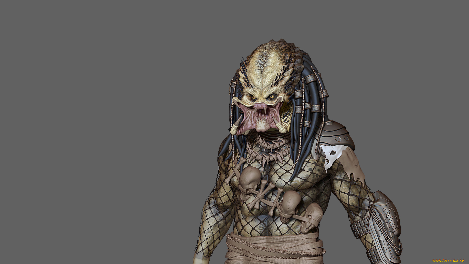 хищник, 3д, графика, creatures, , существа, predator, alien, пришелец, инопланетянин