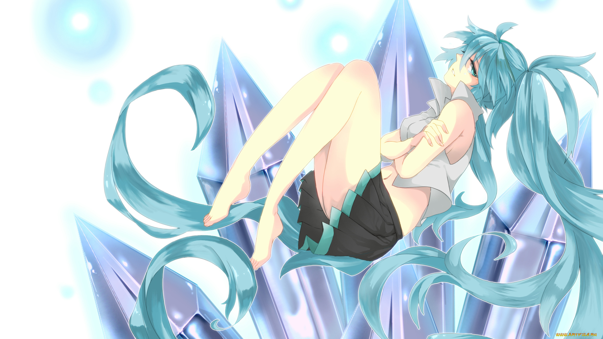 vocaloid, аниме, форма, enrai, арт, вокалоид, hatsune, miku, девушка, кристаллы, волосы