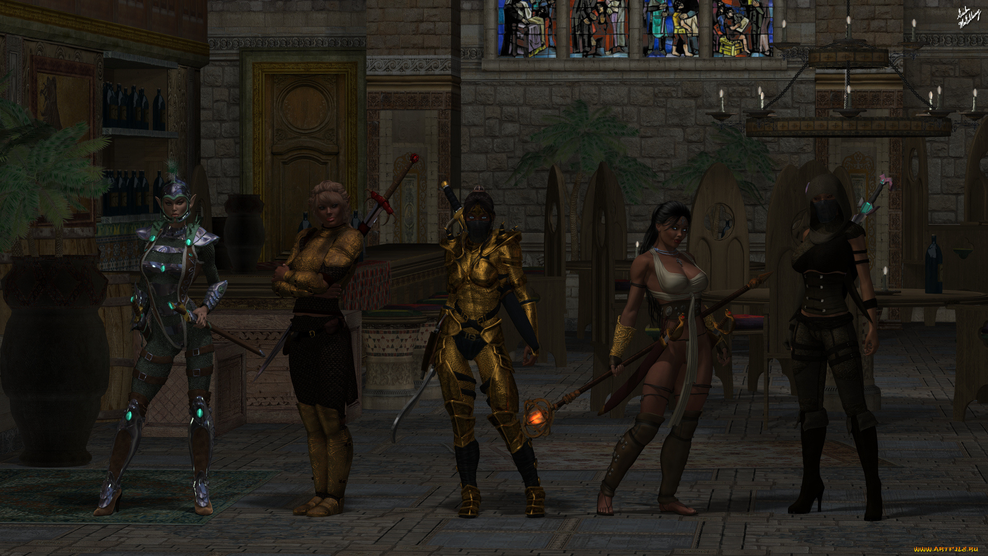 3д, графика, fantasy, , фантазия, люди, улица, ночь