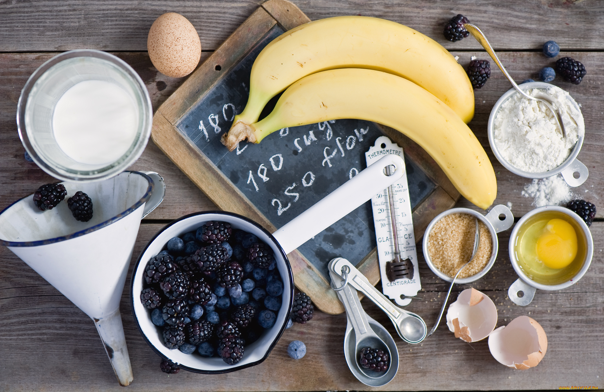 еда, разное, бананы, ягоды