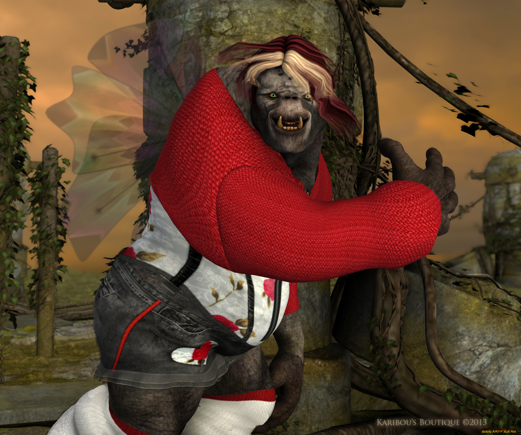 3д, графика, creatures, , существа, клыки, существо