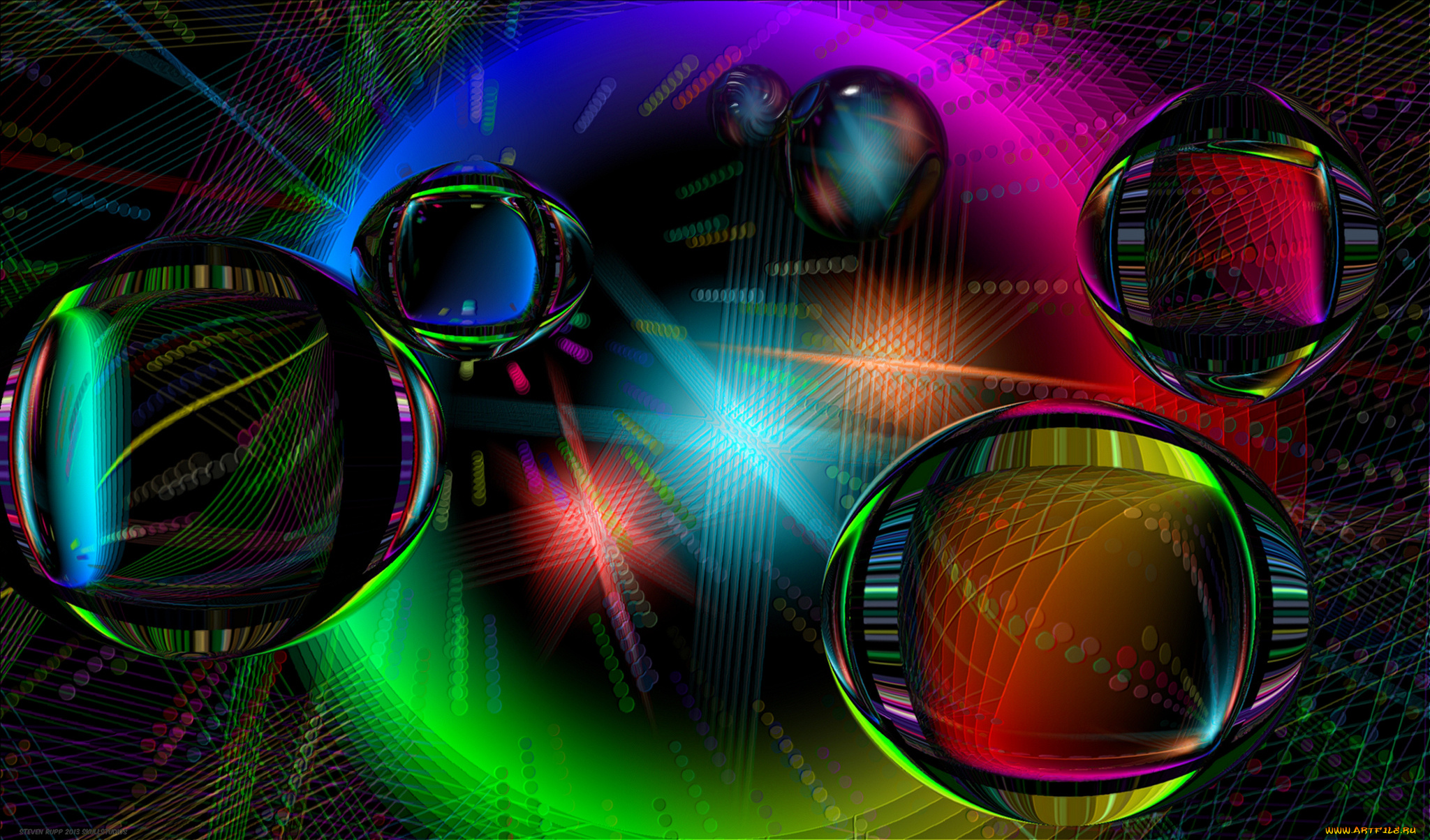 3д, графика, abstract, , абстракции, свет, цвет, капля, шар, блеск, отлив, линии