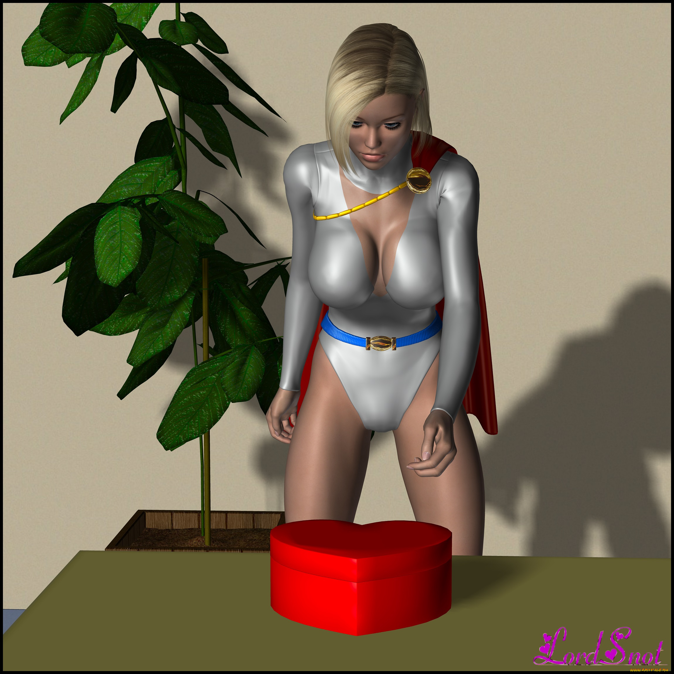 3д, графика, people, , люди, растение, стол, подарок, девушка