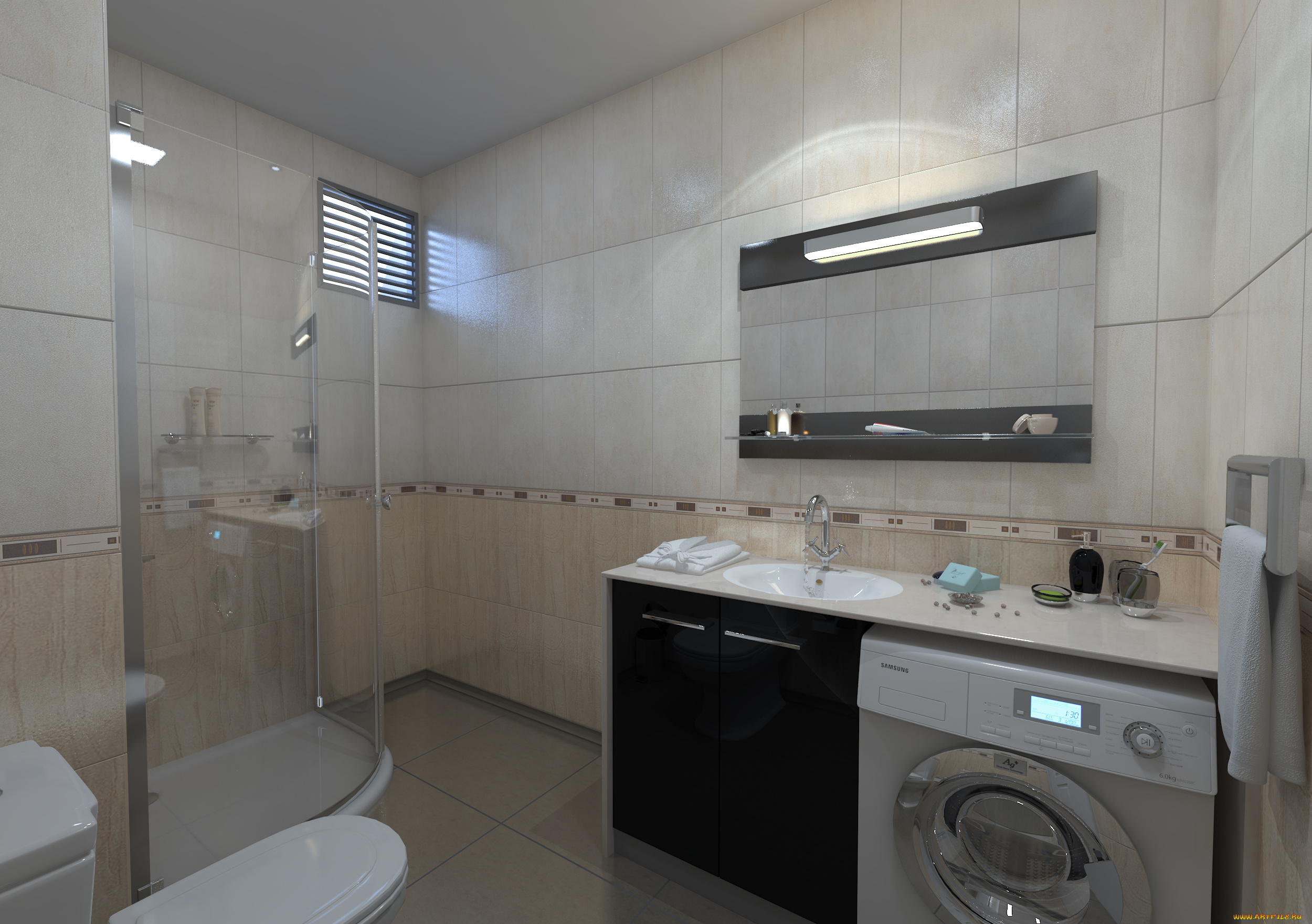 3д, графика, realism, , реализм, душевая