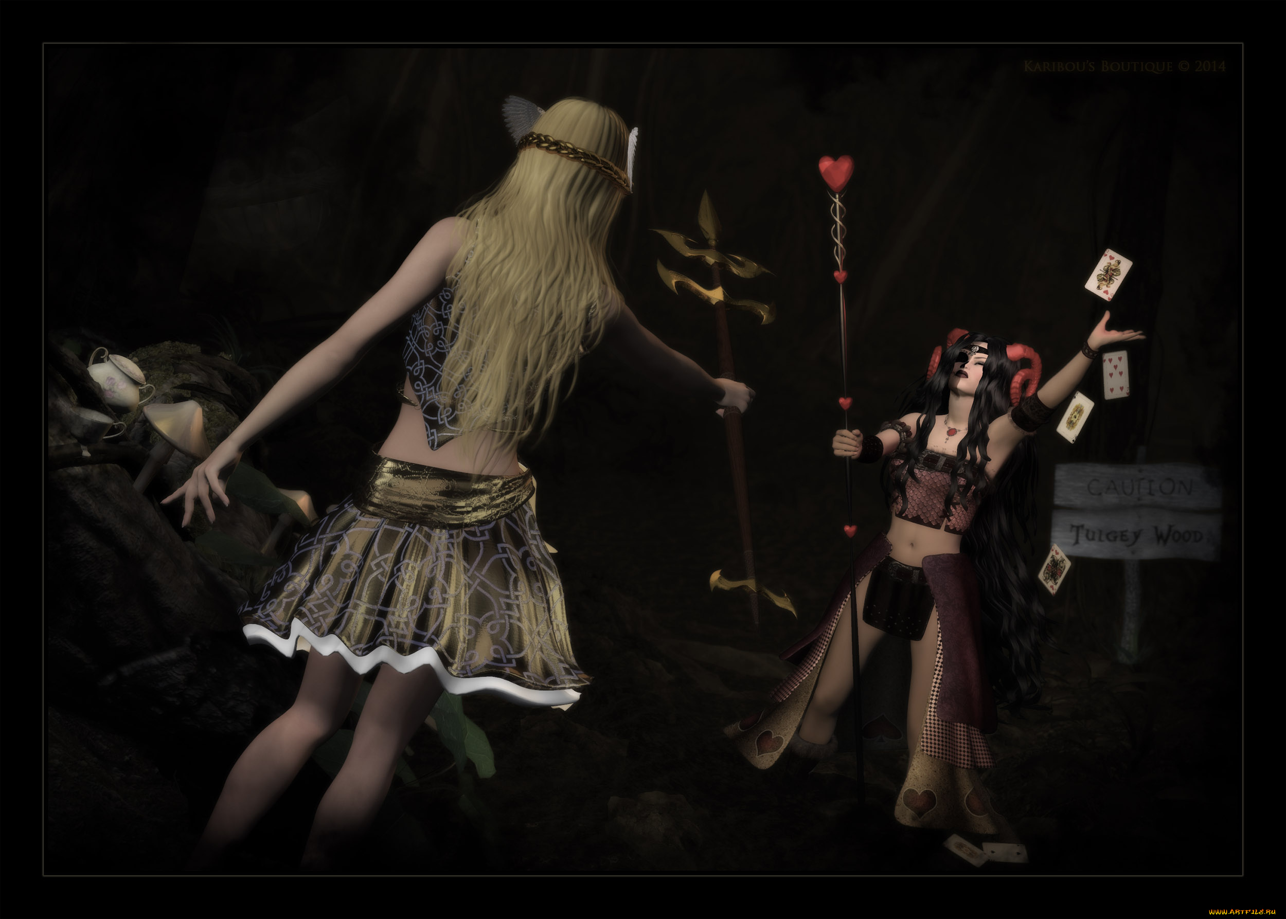 3д, графика, fantasy, , фантазия, карты, шест, девушки