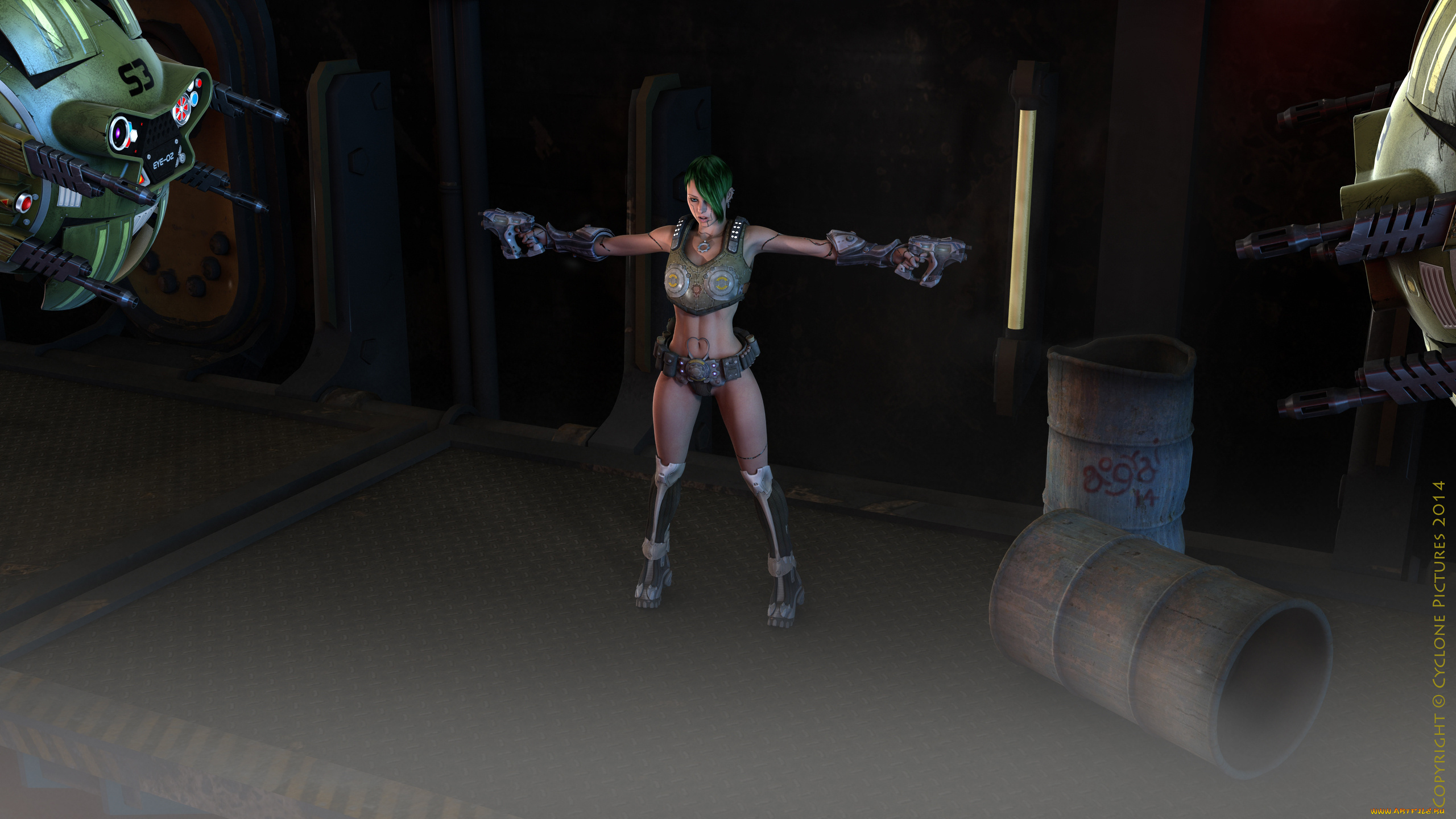 3д, графика, fantasy, , фантазия, девушка, оружие, роботы