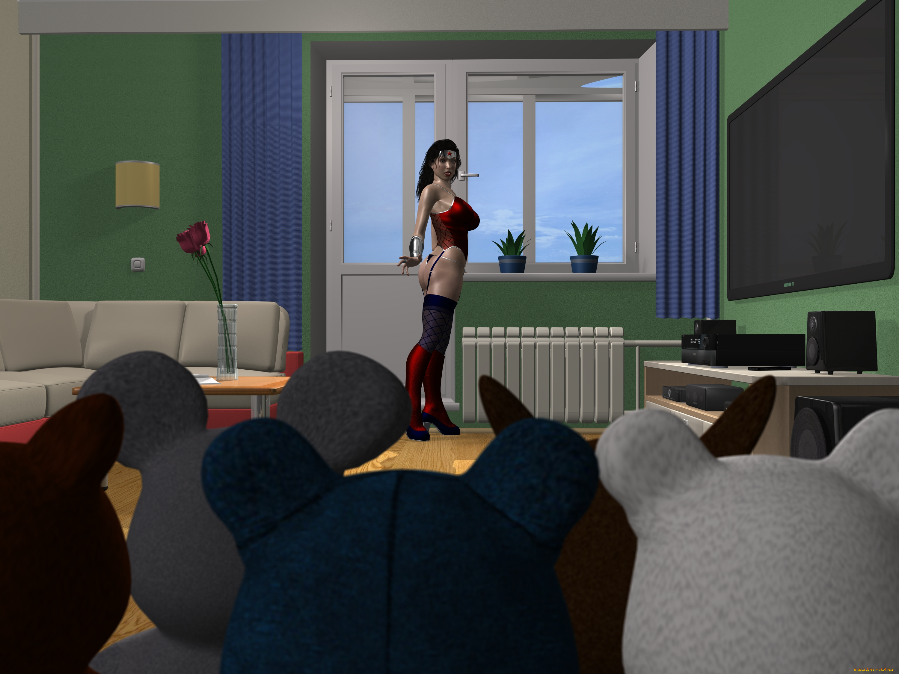 3д, графика, fantasy, , фантазия, супермен, девушка, куклы