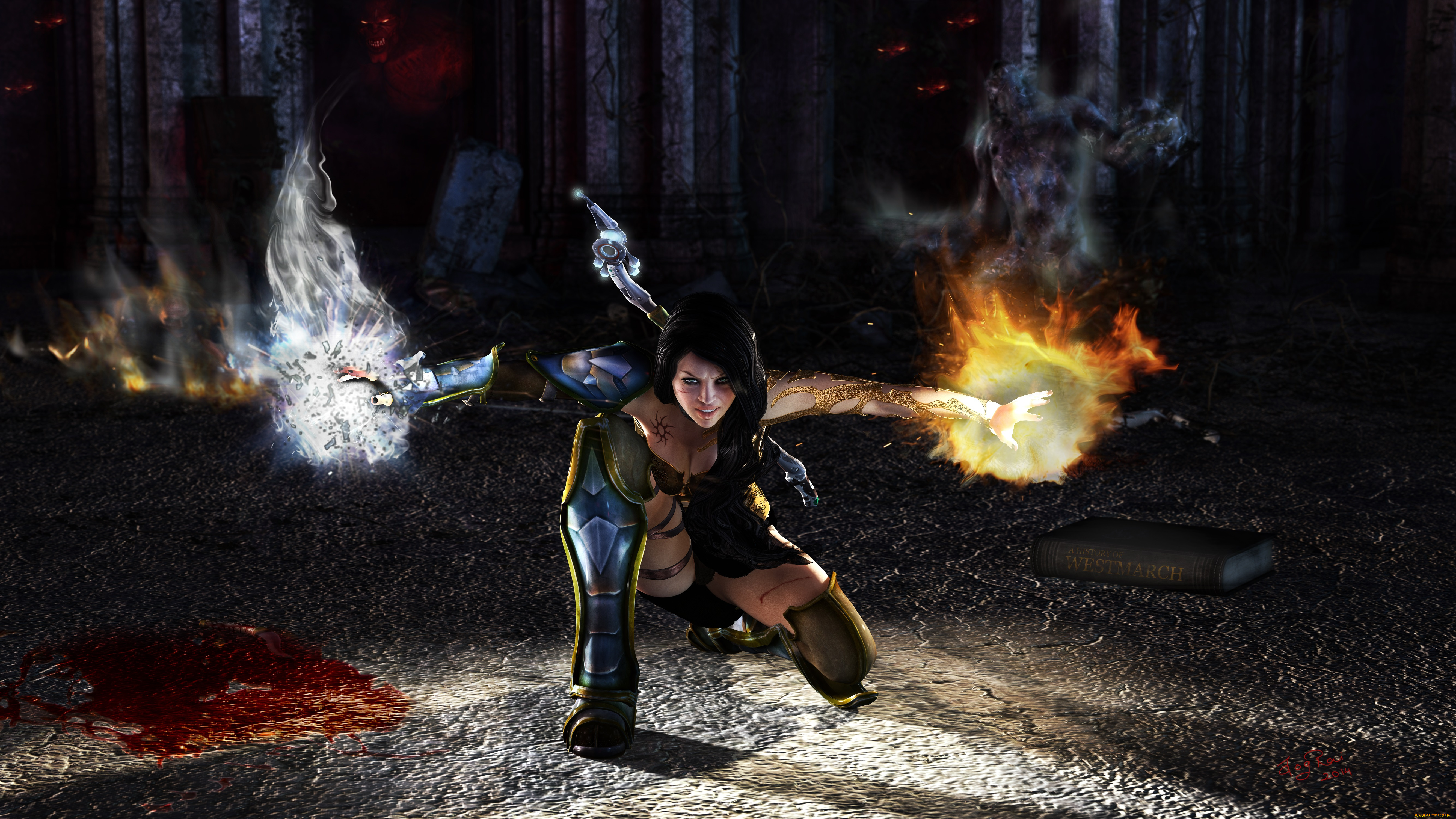 3д, графика, fantasy, , фантазия, девушка, улыбка, магия