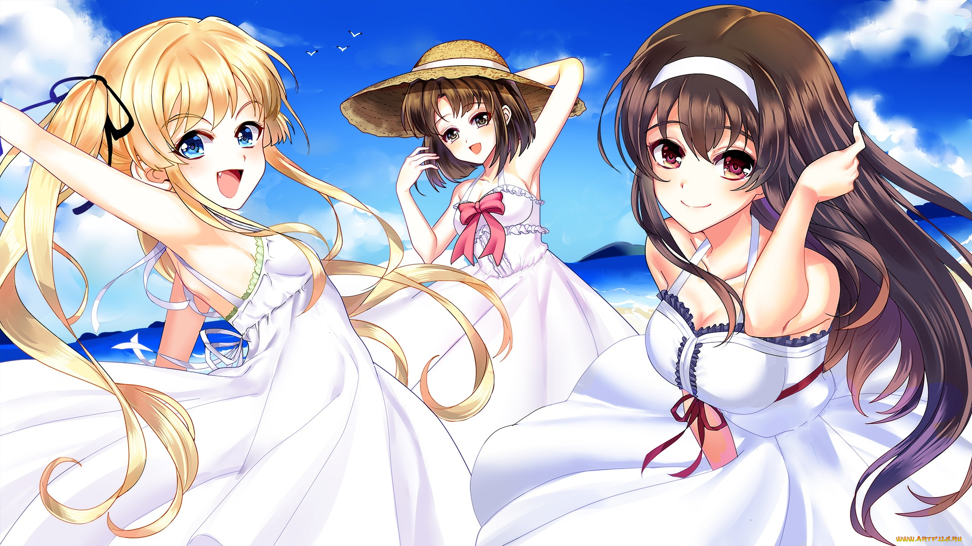 аниме, saenai, heroine, no, sodatekata, kasumigaoka, utaha, saenai, heroine, no, sodatekata, taka-tsuki, sawamura, spencer, eriri, арт, девушки, белые, платья, katou, megumi