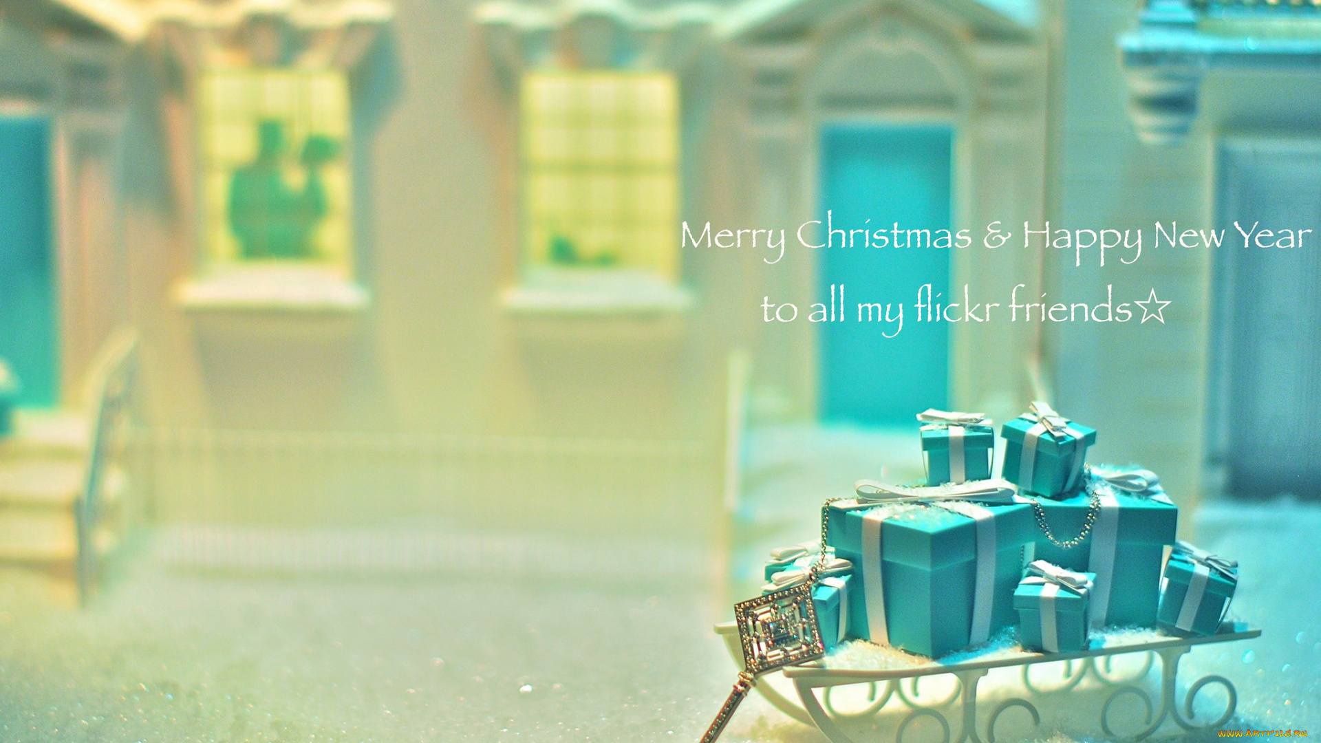 праздничные, подарки, и, коробочки, подарки, сани