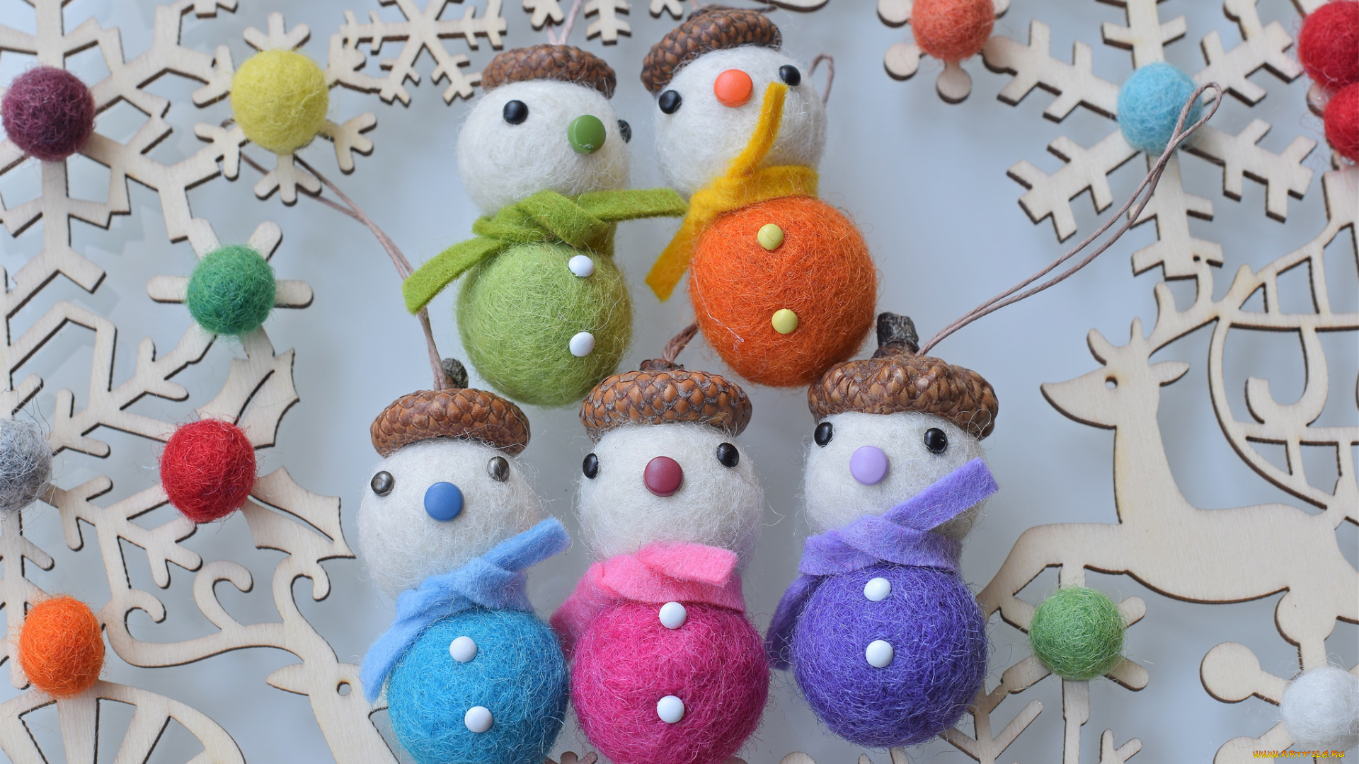 праздничные, снеговики, игрушки, новый, год, снежинки, фигурки