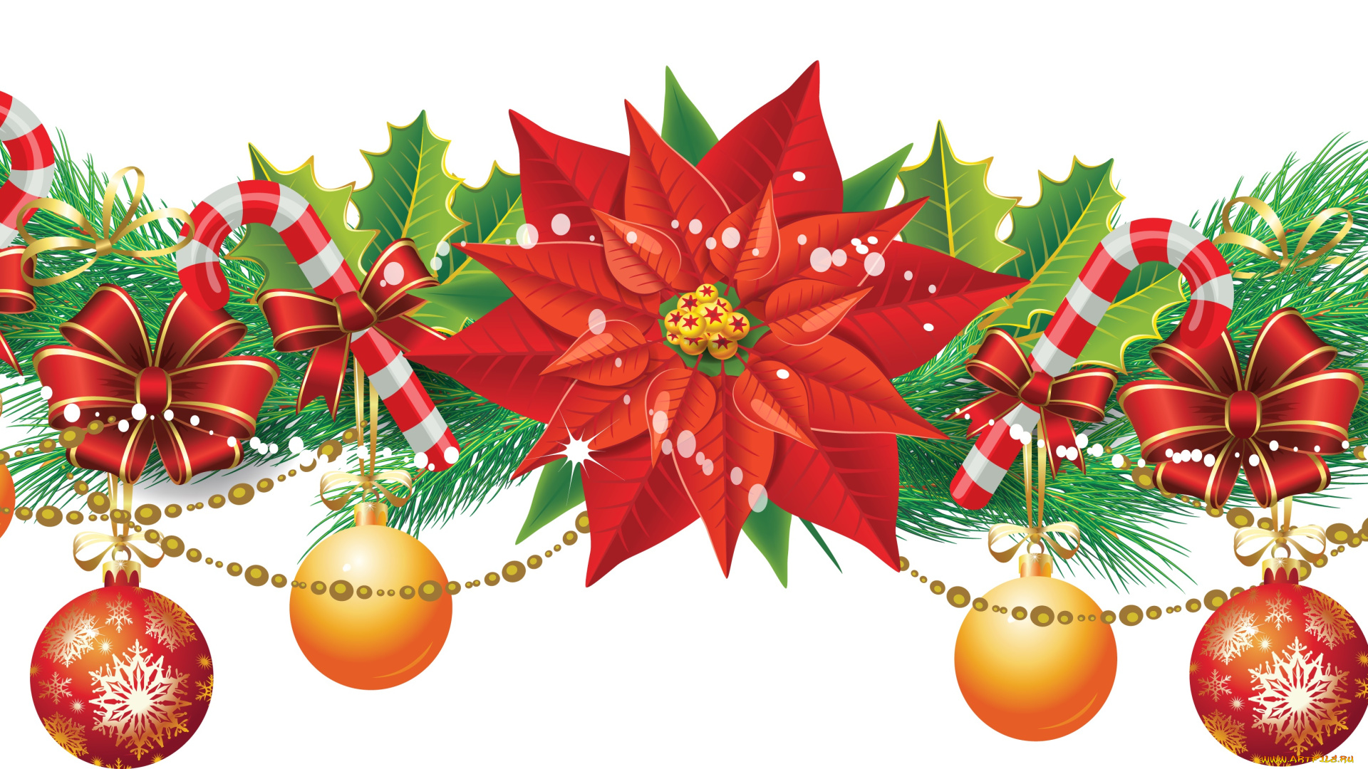 праздничные, векторная, графика, , новый, год, шары, бантики, ветки