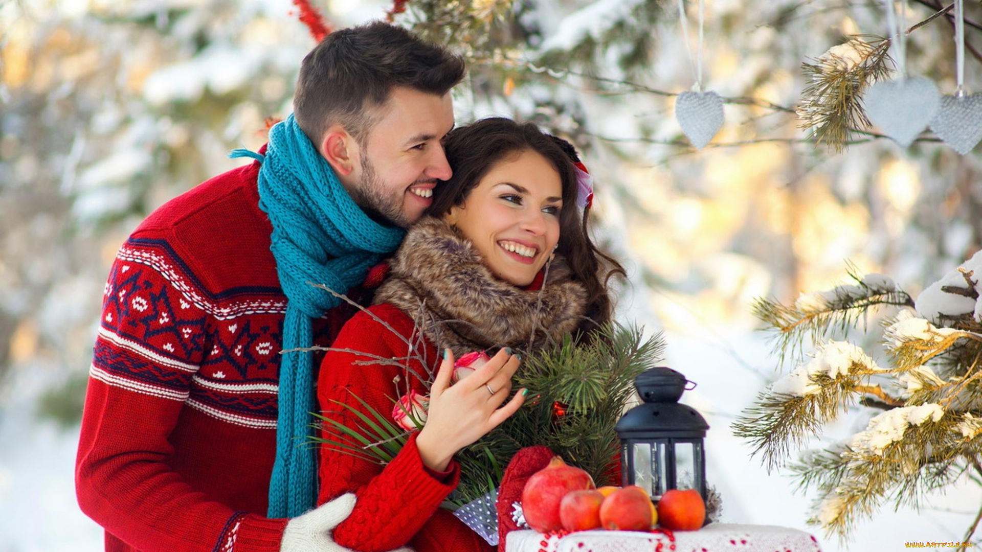 разное, мужчина, женщина, зима, снег