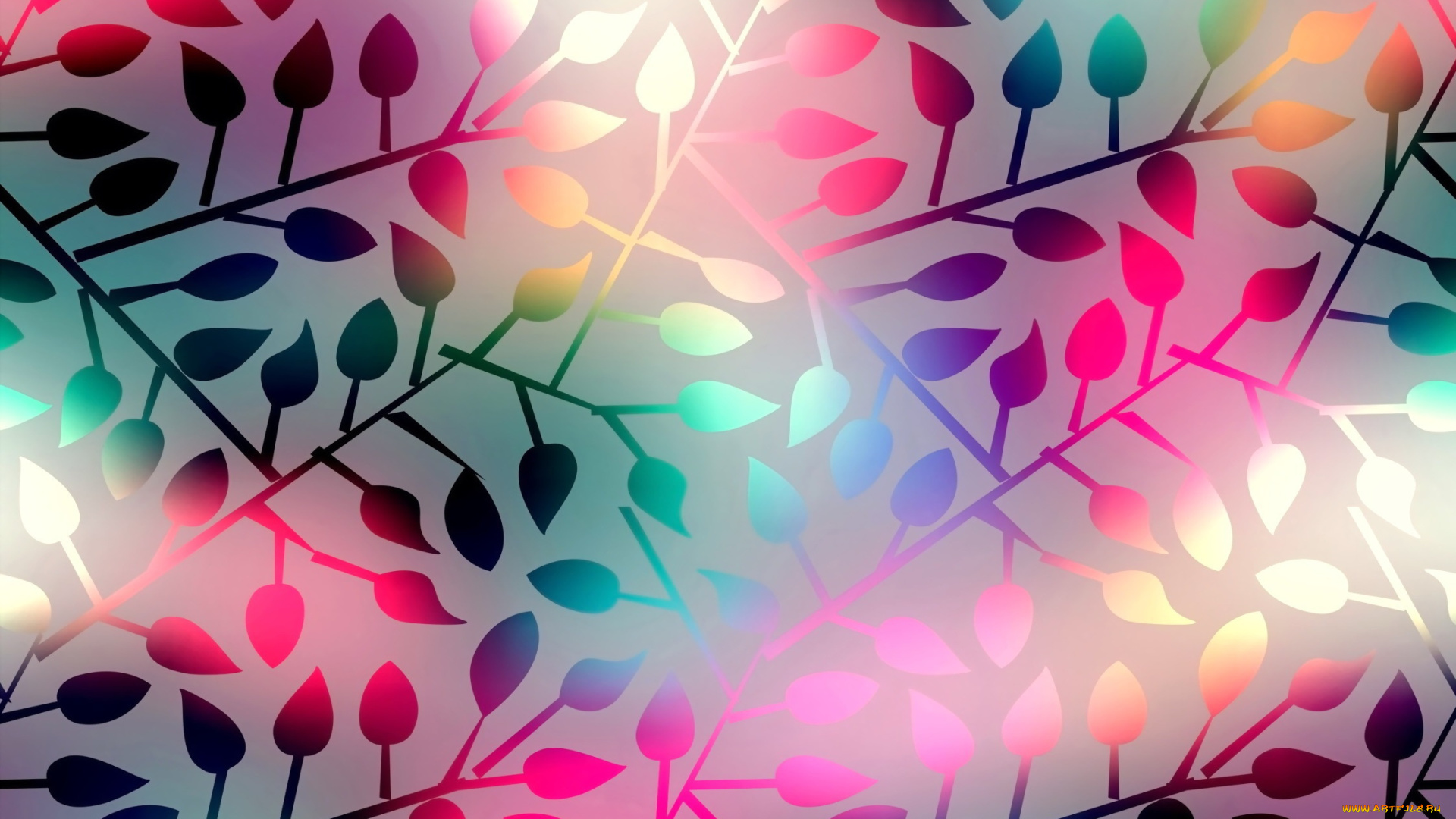 векторная, графика, природа, background, shining, листья, фон, leaves, abstract, colorful