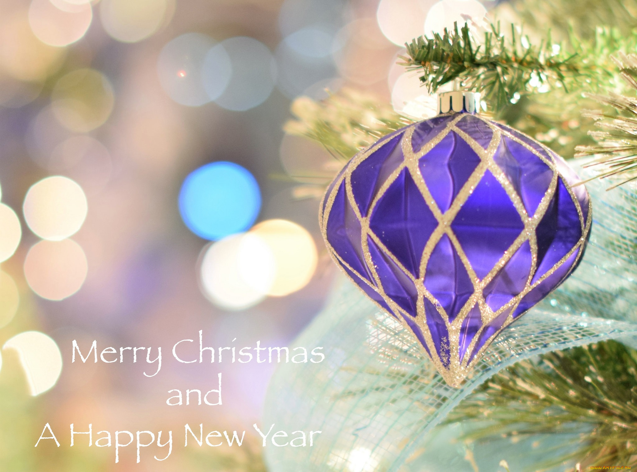 праздничные, шары, новый, год, надпись, ёлочная, игрушка, ветка