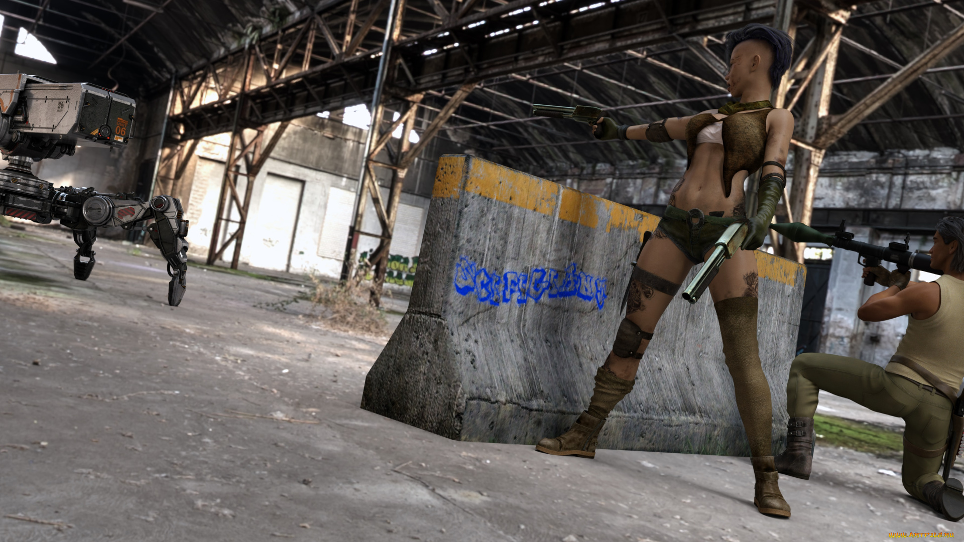 3д, графика, фантазия, , fantasy, фон, девушка, взгляд, оружие