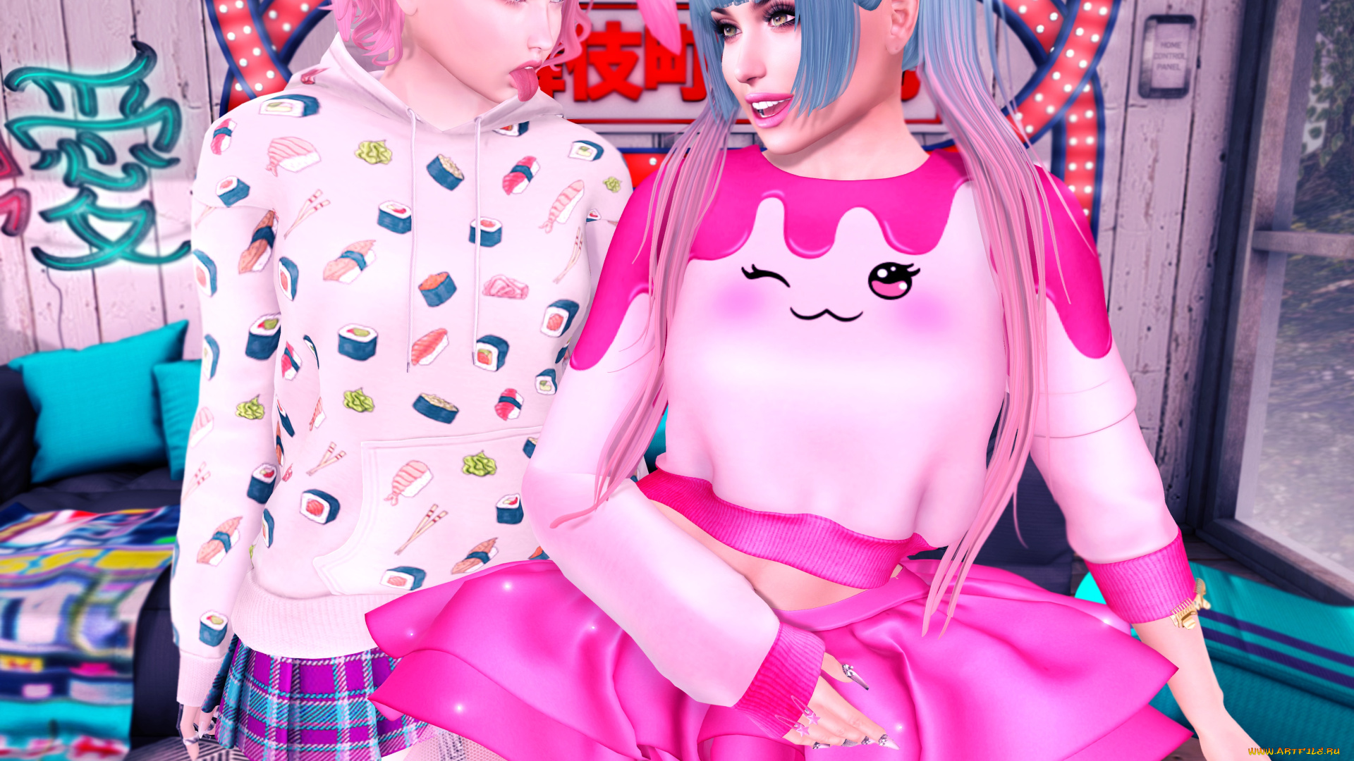 3д, графика, люди, , people, фон, взгляд, девушки